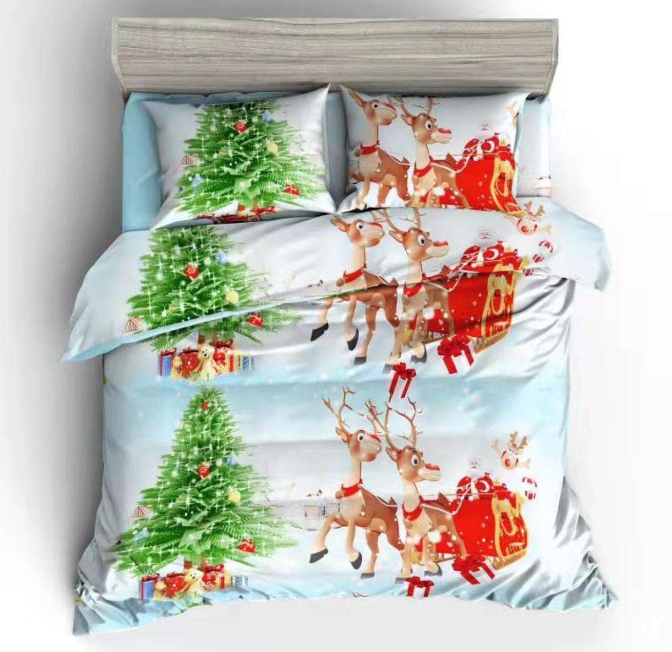 3D Tree Sleigh Deer 32096 Christmas Quilt Duvet Cover Xmas Bed Pillowcases