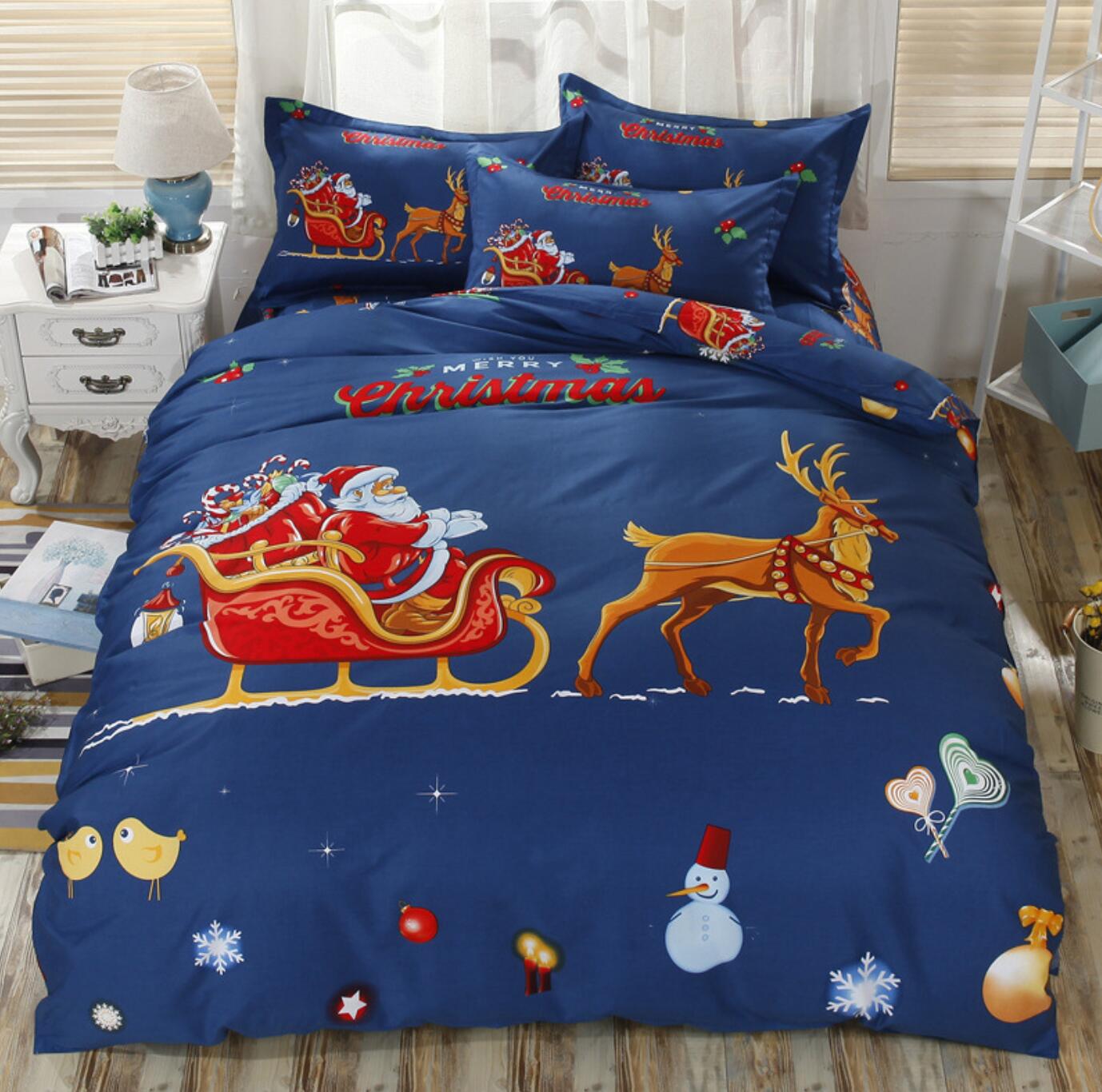 3D Sleigh Deer 32099 Christmas Quilt Duvet Cover Xmas Bed Pillowcases