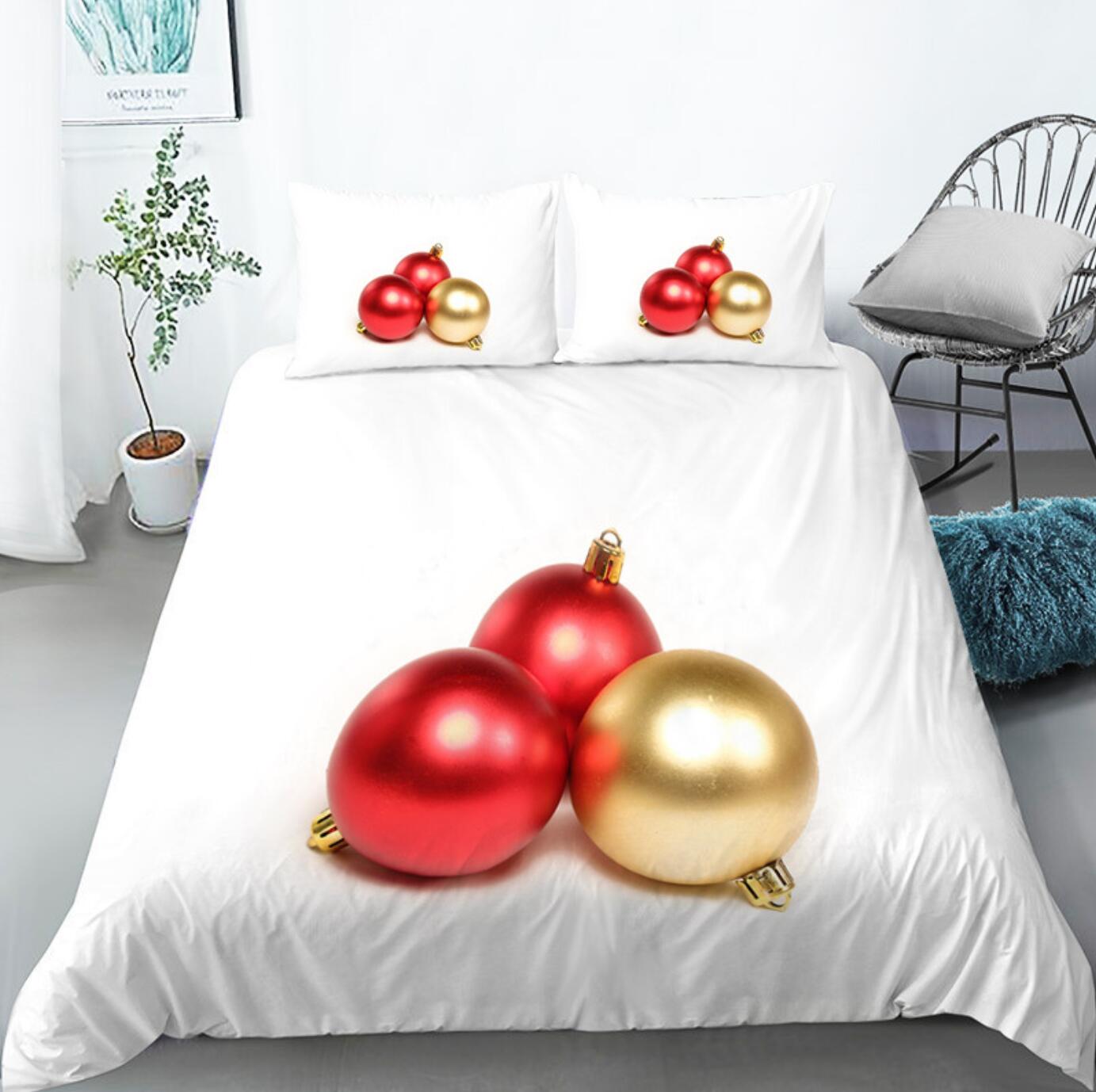 3D Golden Red Ball 32108 Christmas Quilt Duvet Cover Xmas Bed Pillowcases