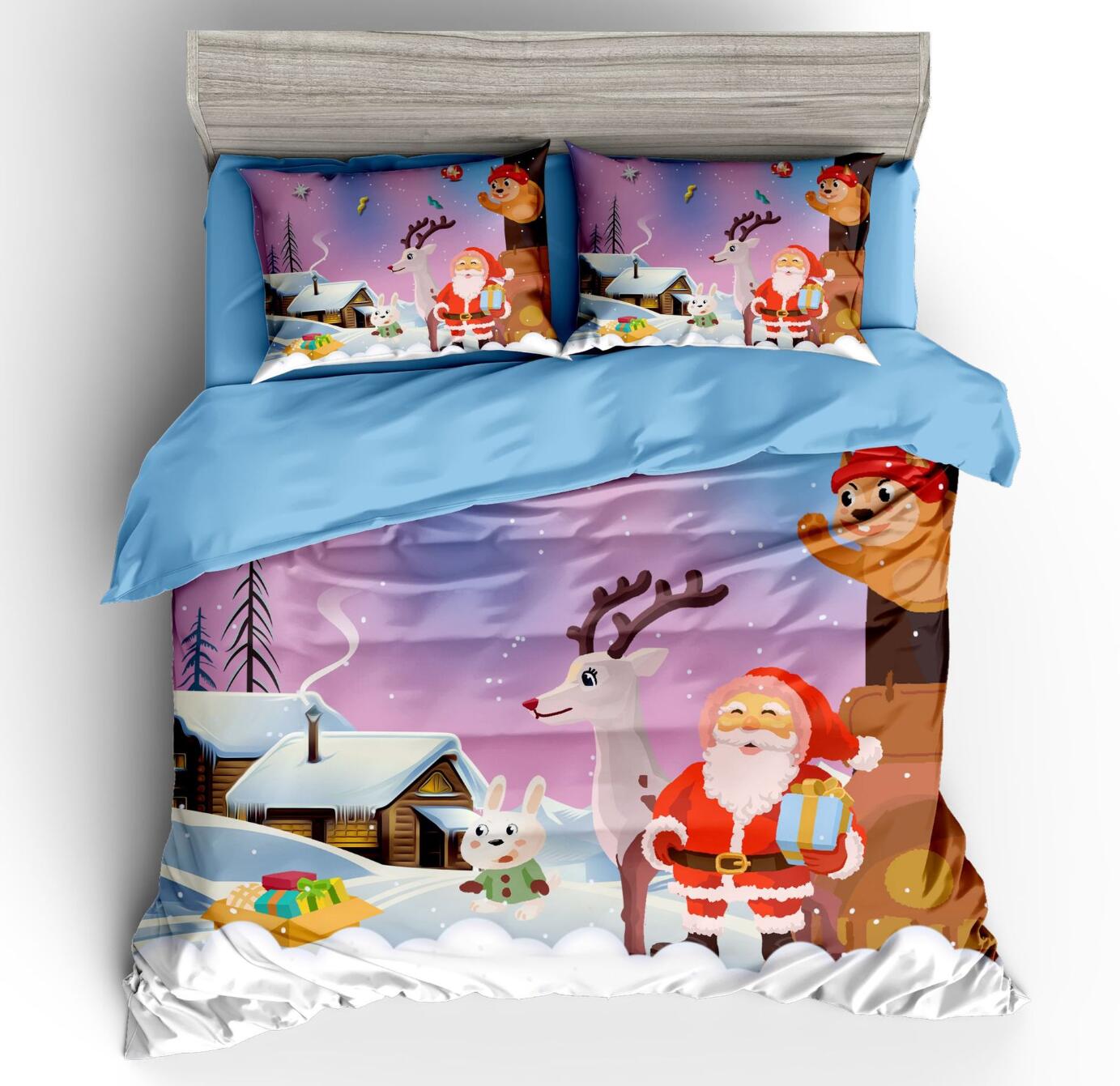 3D Snow Santa Animal 32150 Christmas Quilt Duvet Cover Xmas Bed Pillowcases