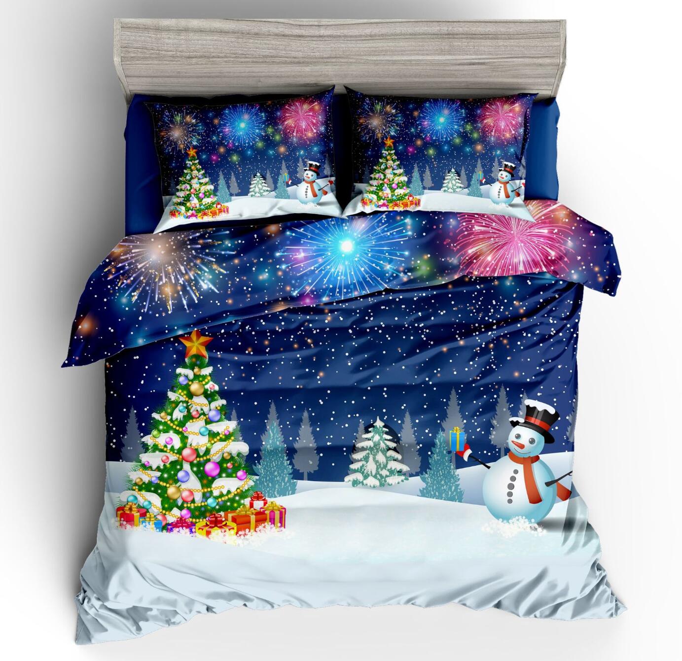 3D Snowman Tree 32151 Christmas Quilt Duvet Cover Xmas Bed Pillowcases