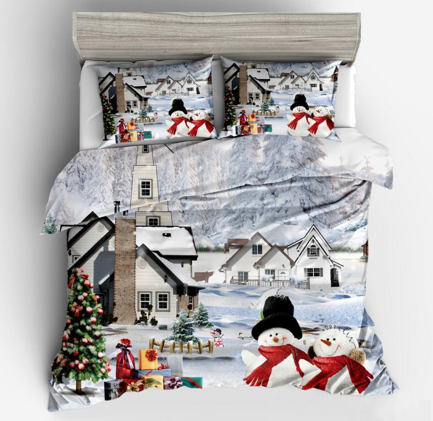 3D Snowman House 32156 Christmas Quilt Duvet Cover Xmas Bed Pillowcases