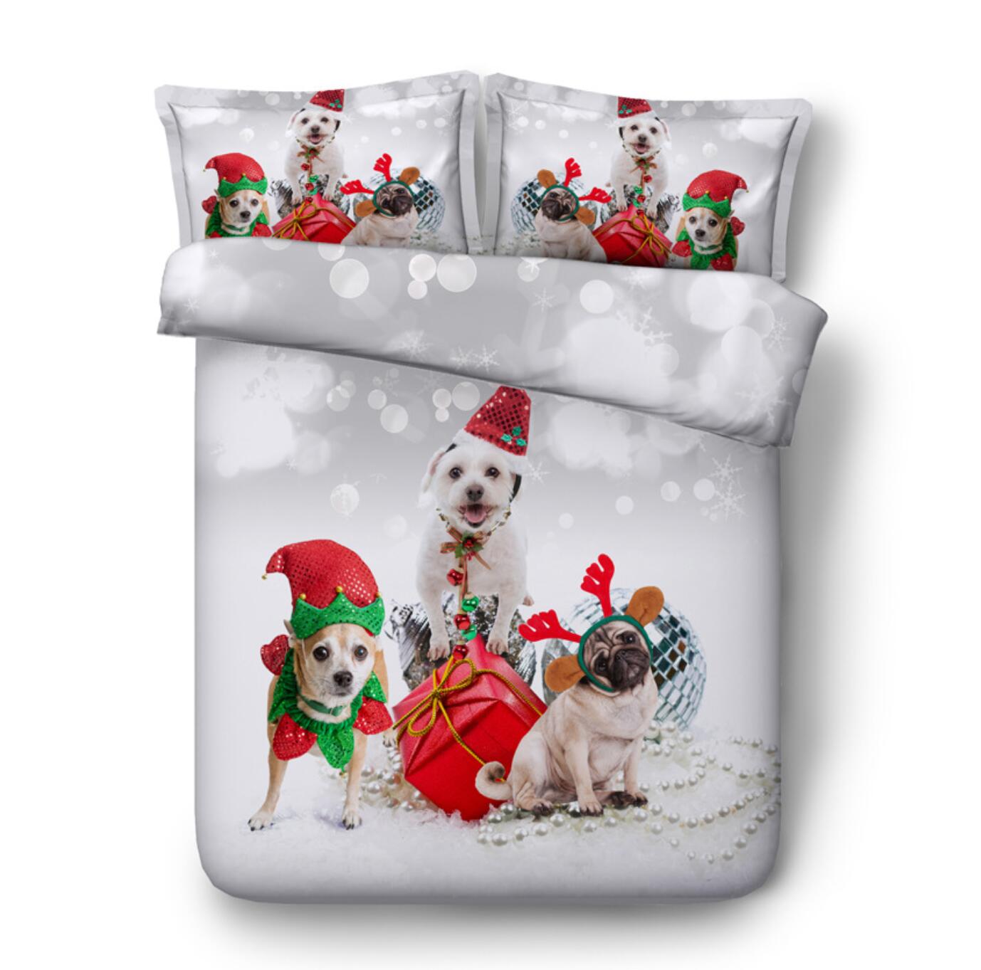 3D Christmas Dog 32165 Christmas Quilt Duvet Cover Xmas Bed Pillowcases