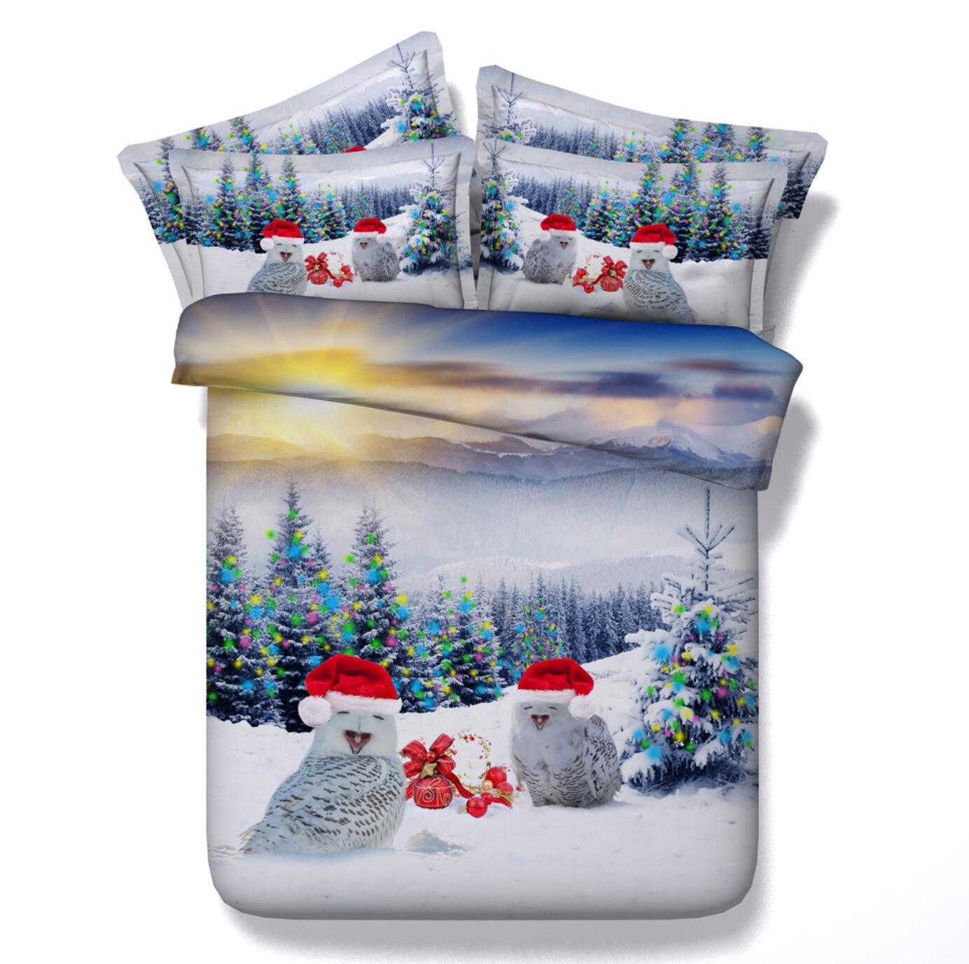 3D Snow Owl 32171 Christmas Quilt Duvet Cover Xmas Bed Pillowcases