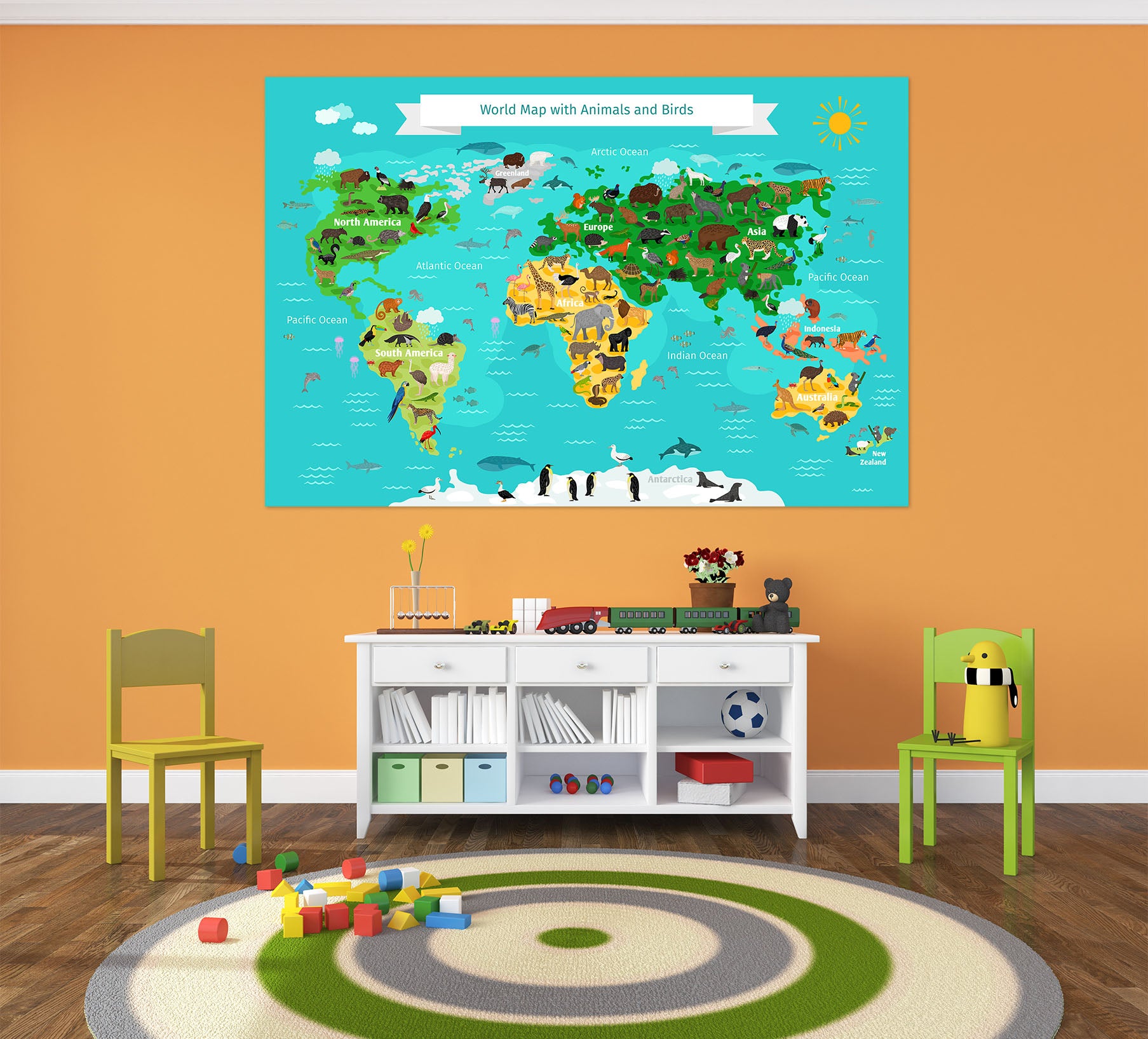 3D Sea Island 246 World Map Wall Sticker