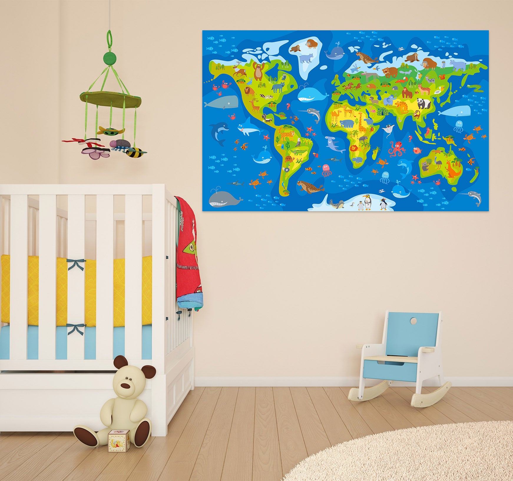 3D Sea Island 212 World Map Wall Sticker