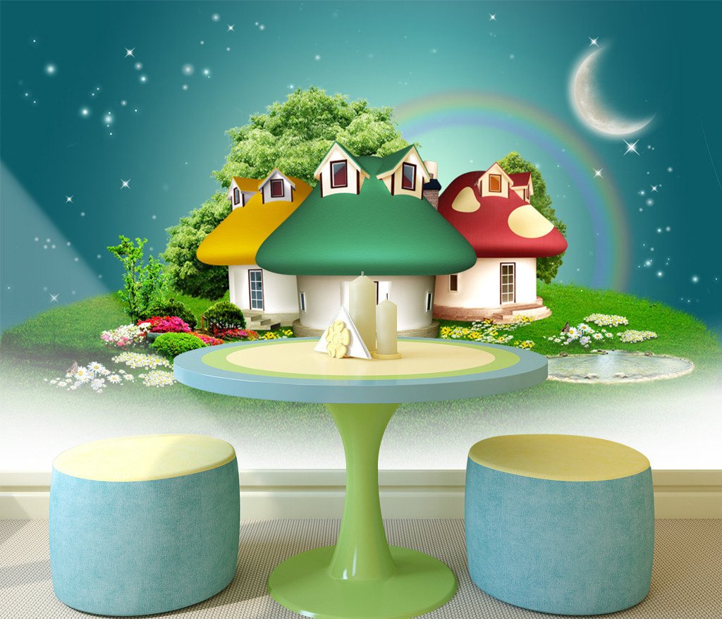 3D Mushroom Moon House 183 Wallpaper AJ Wallpaper 