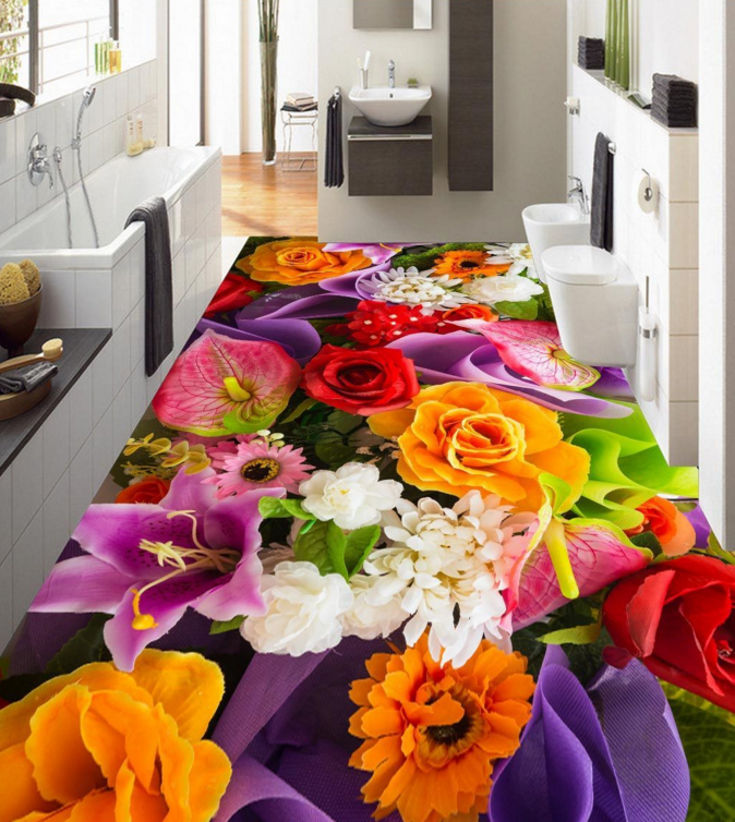 3D A Hundred Flowers Bloom 376 Floor Mural  Wallpaper Murals Rug & Mat Print Epoxy waterproof bath floor