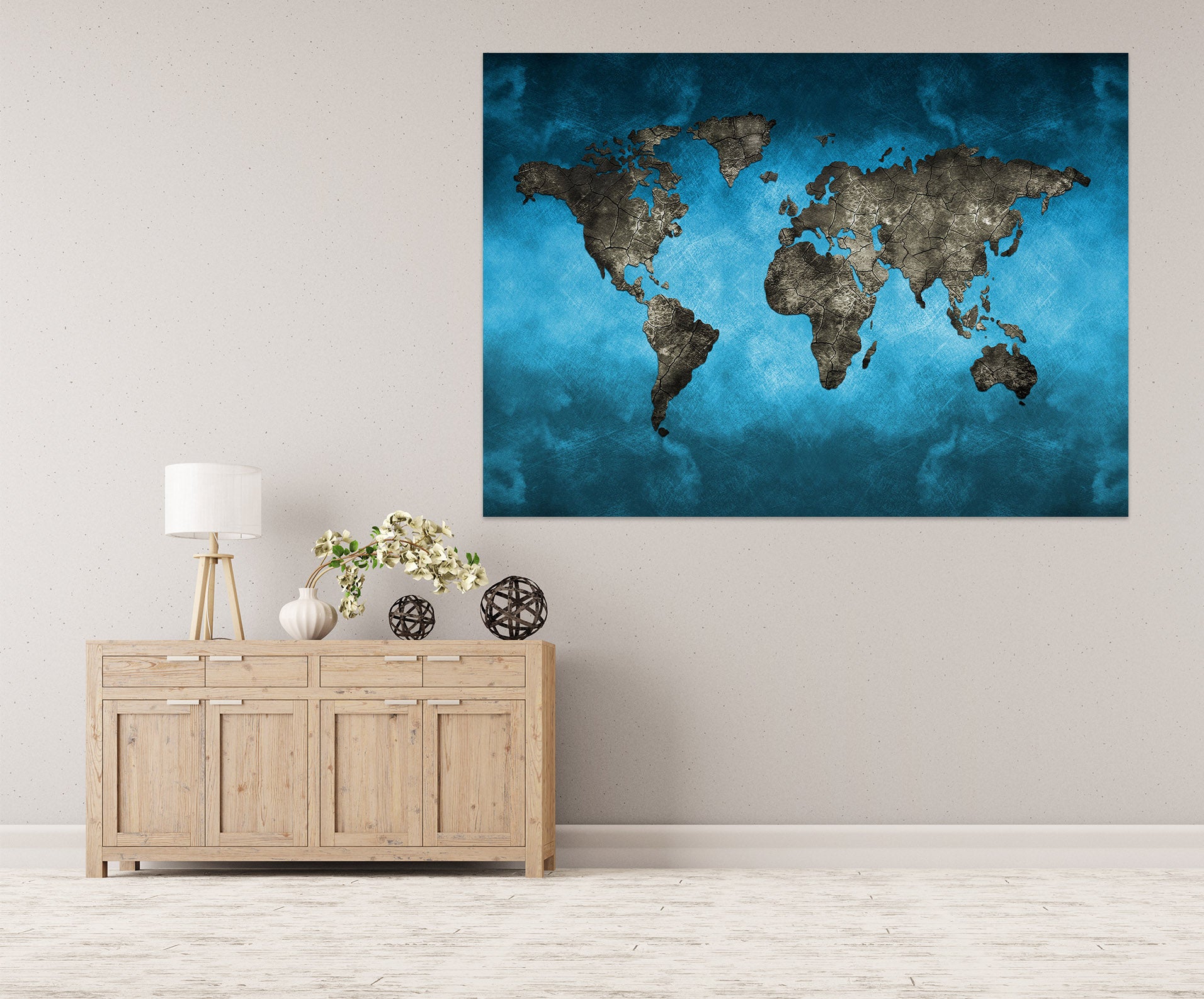 3D Sea Island 108 World Map Wall Sticker