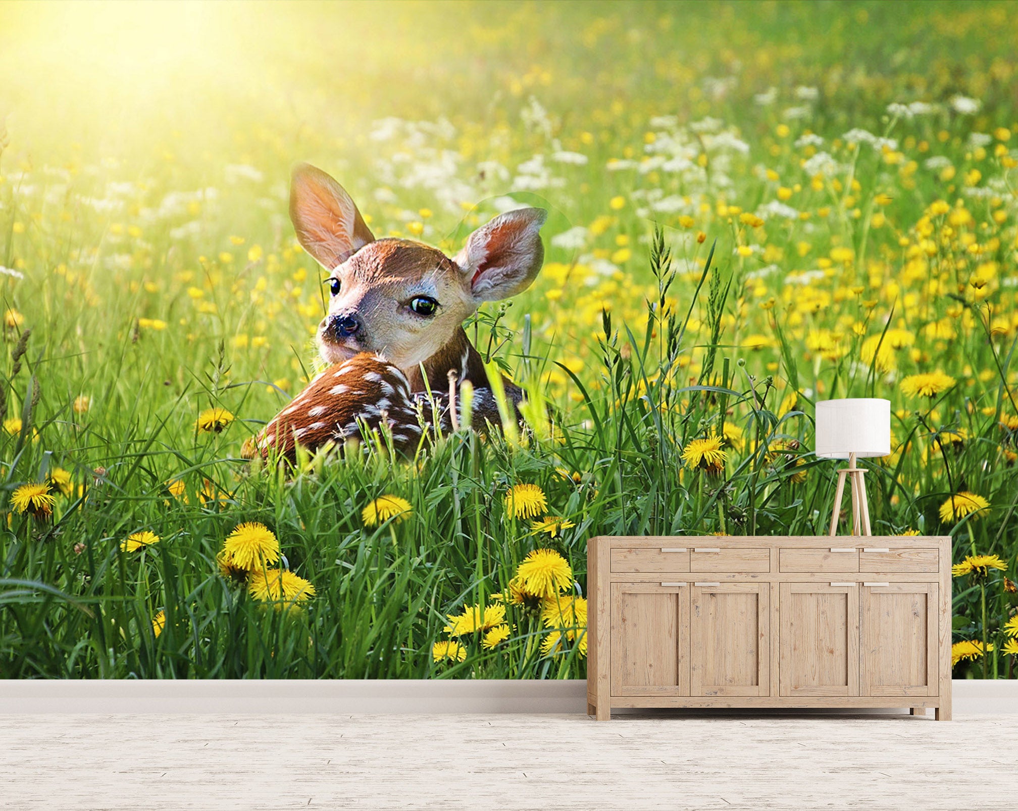 3D Daisy Deer 151 Wall Murals