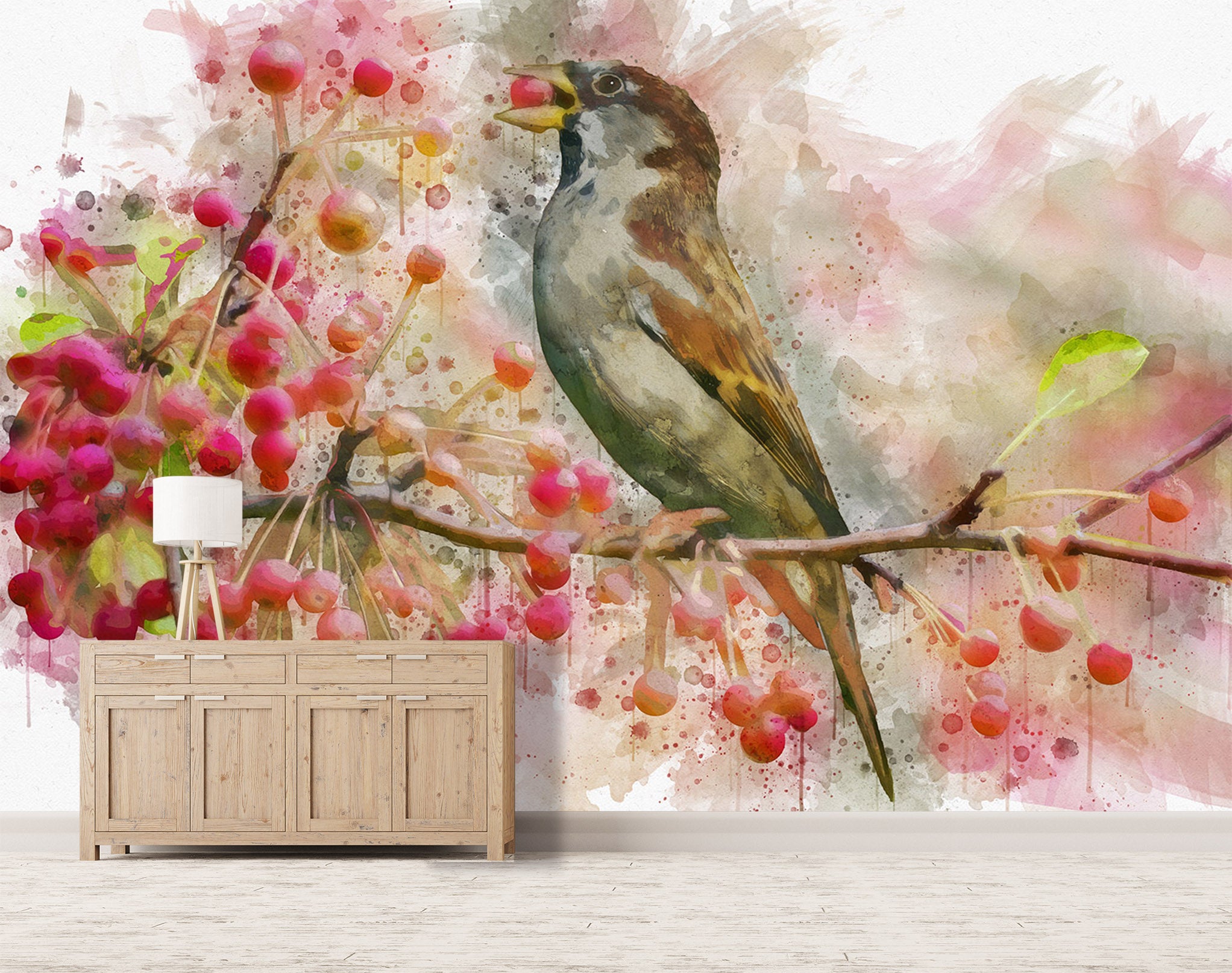 3D Bird Fruit 143 Wall Murals