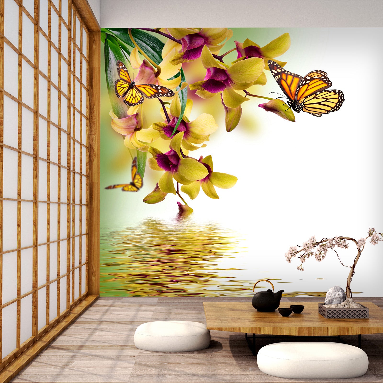 3D Yellow Butterfly 396 Wall Murals