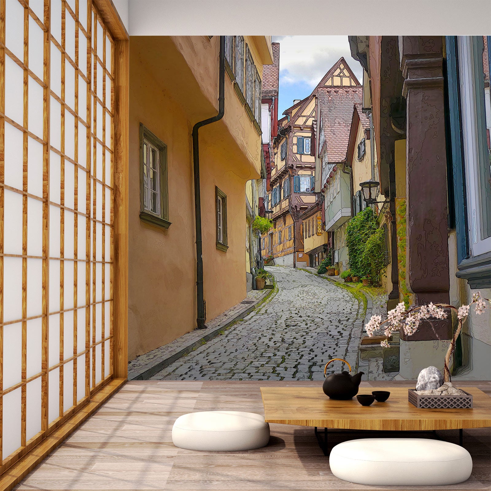 3D Alley House 9188 Alius Herb Wall Mural Wall Murals