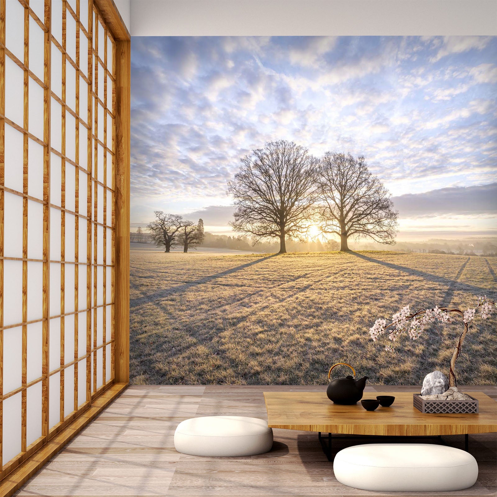 3D Sunset Grassland 068 Assaf Frank Wall Mural Wall Murals