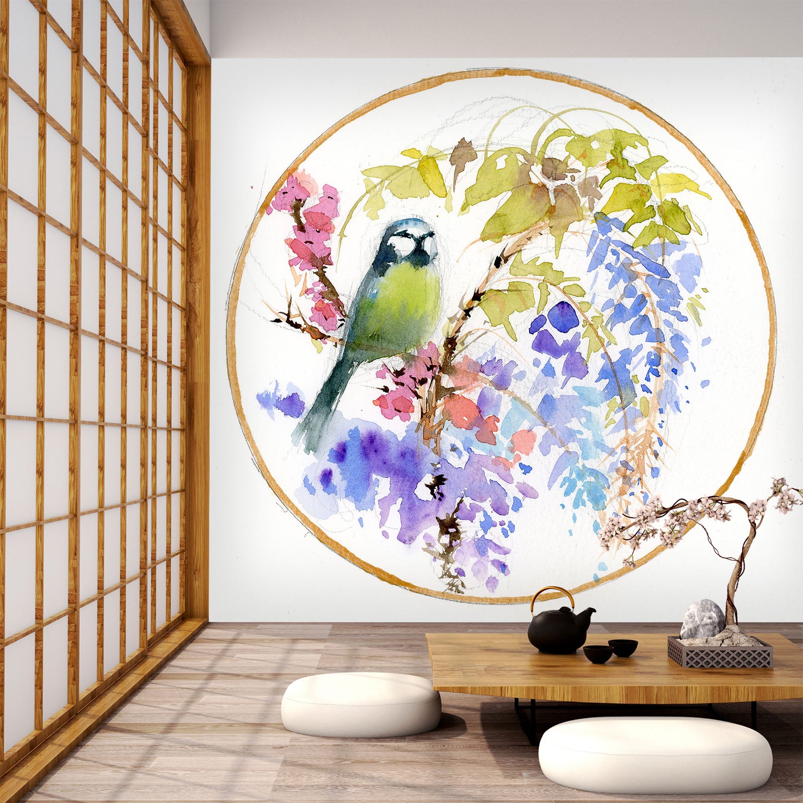 3D Embroidered Bird 1401 Anne Farrall Doyle Wall Mural Wall Murals