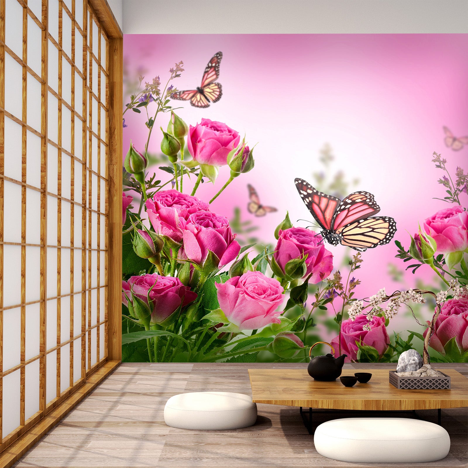 3D Rose Butterfly 394 Wall Murals