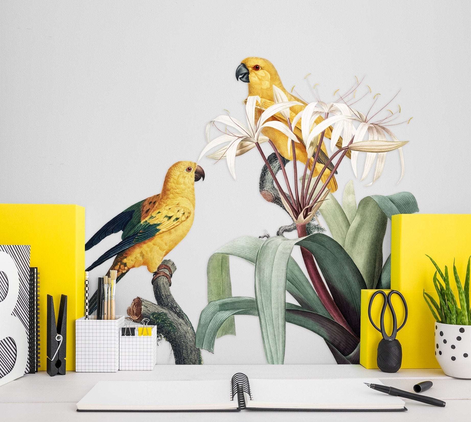 3D Yellow Magpie 066 Animals Wall Stickers Wallpaper AJ Wallpaper 