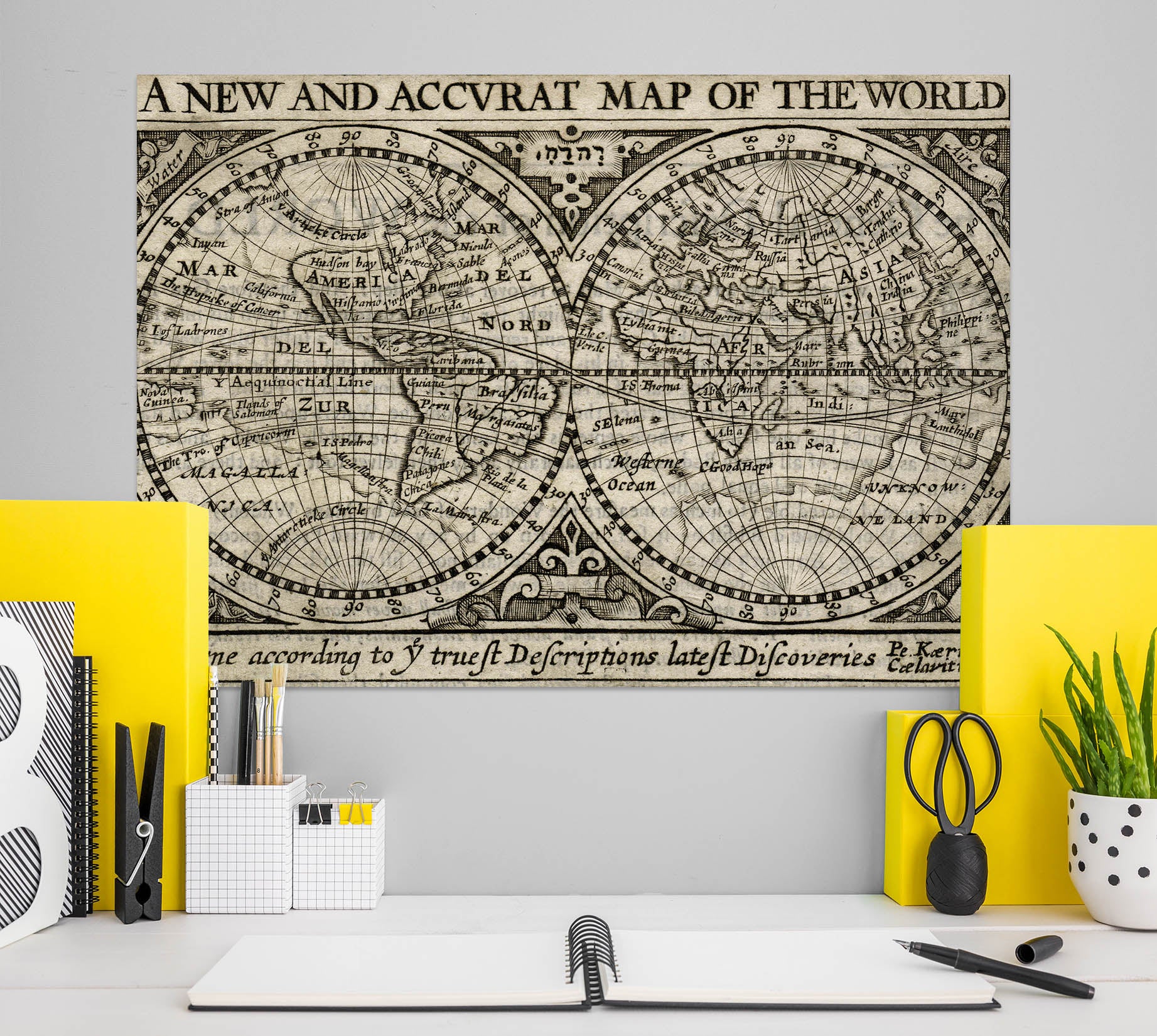 3D Globe Lines 125 World Map Wall Sticker