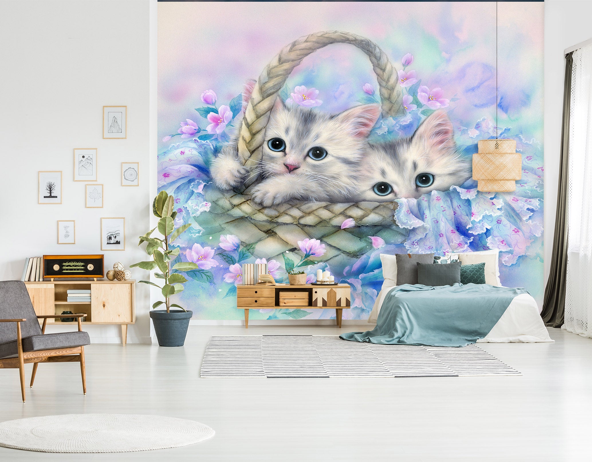 3D Flower Basket Cat 5406 Kayomi Harai Wall Mural Wall Murals