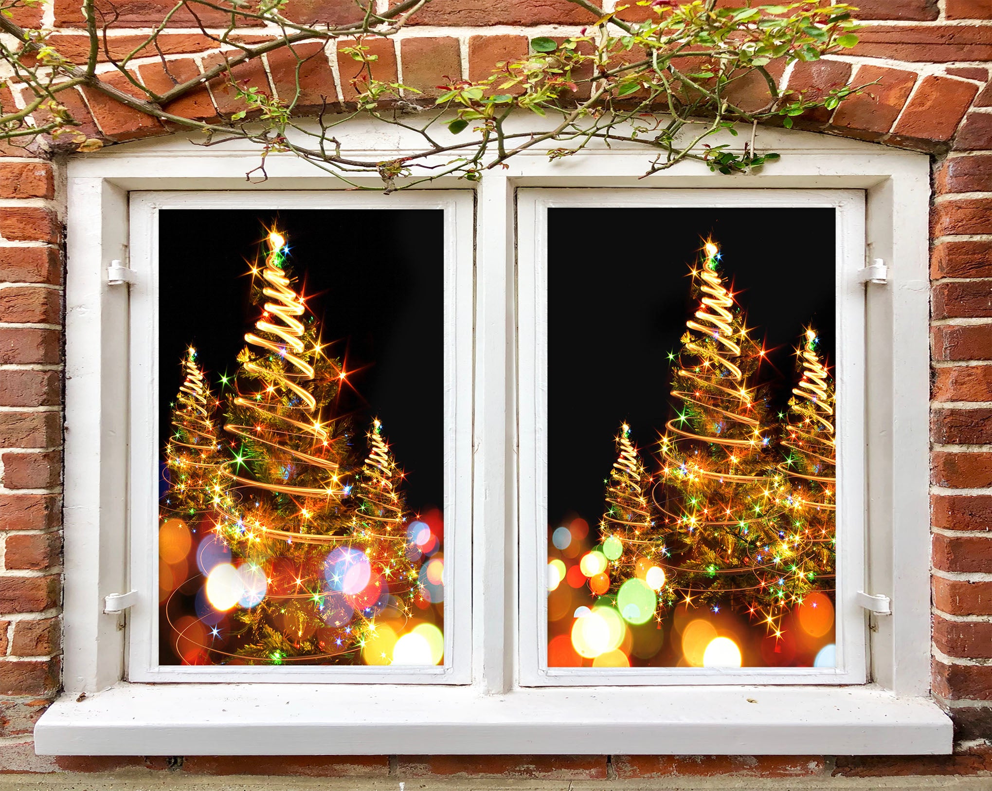 3D Light Christmas Tree 30006 Christmas Window Film Print Sticker Cling Stained Glass Xmas