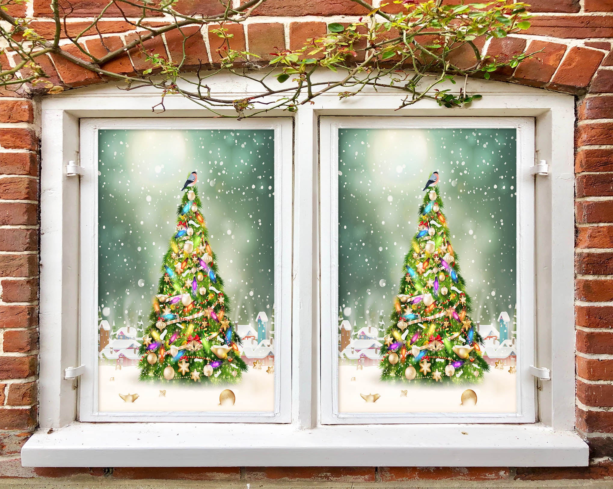 3D Christmas Tree 31020 Christmas Window Film Print Sticker Cling Stained Glass Xmas