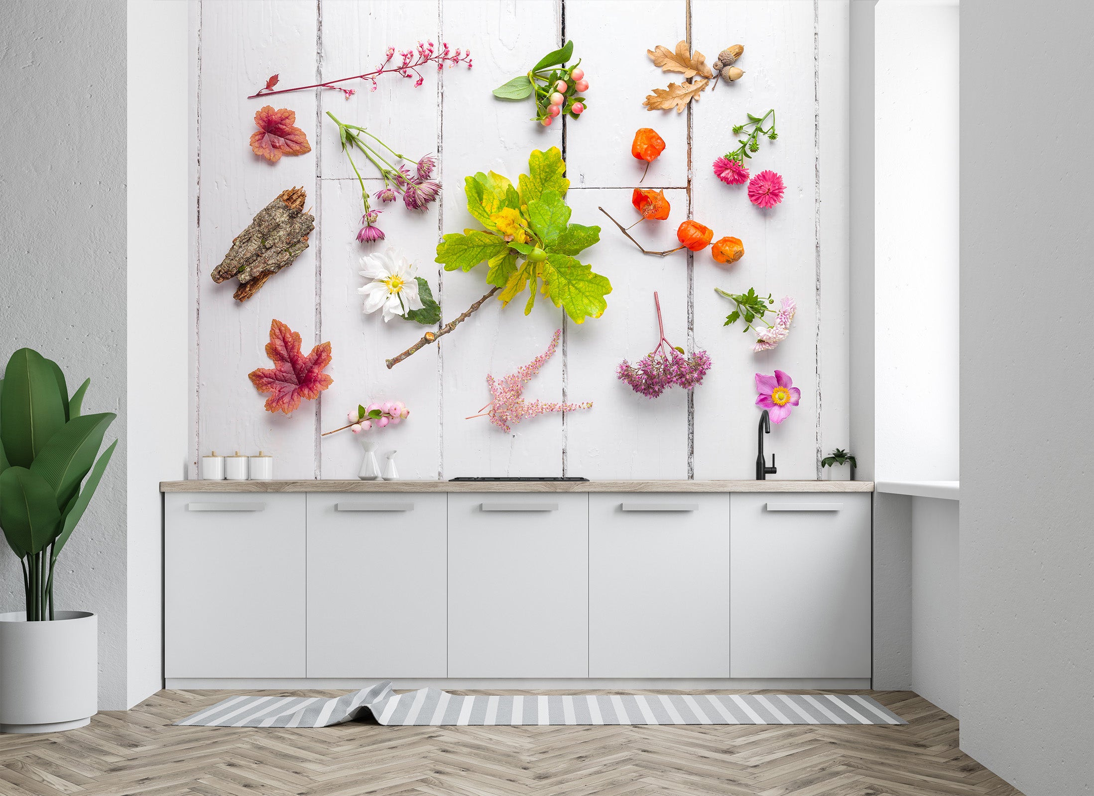 3D Flower Leaves 6115 Assaf Frank Wall Mural Wall Murals