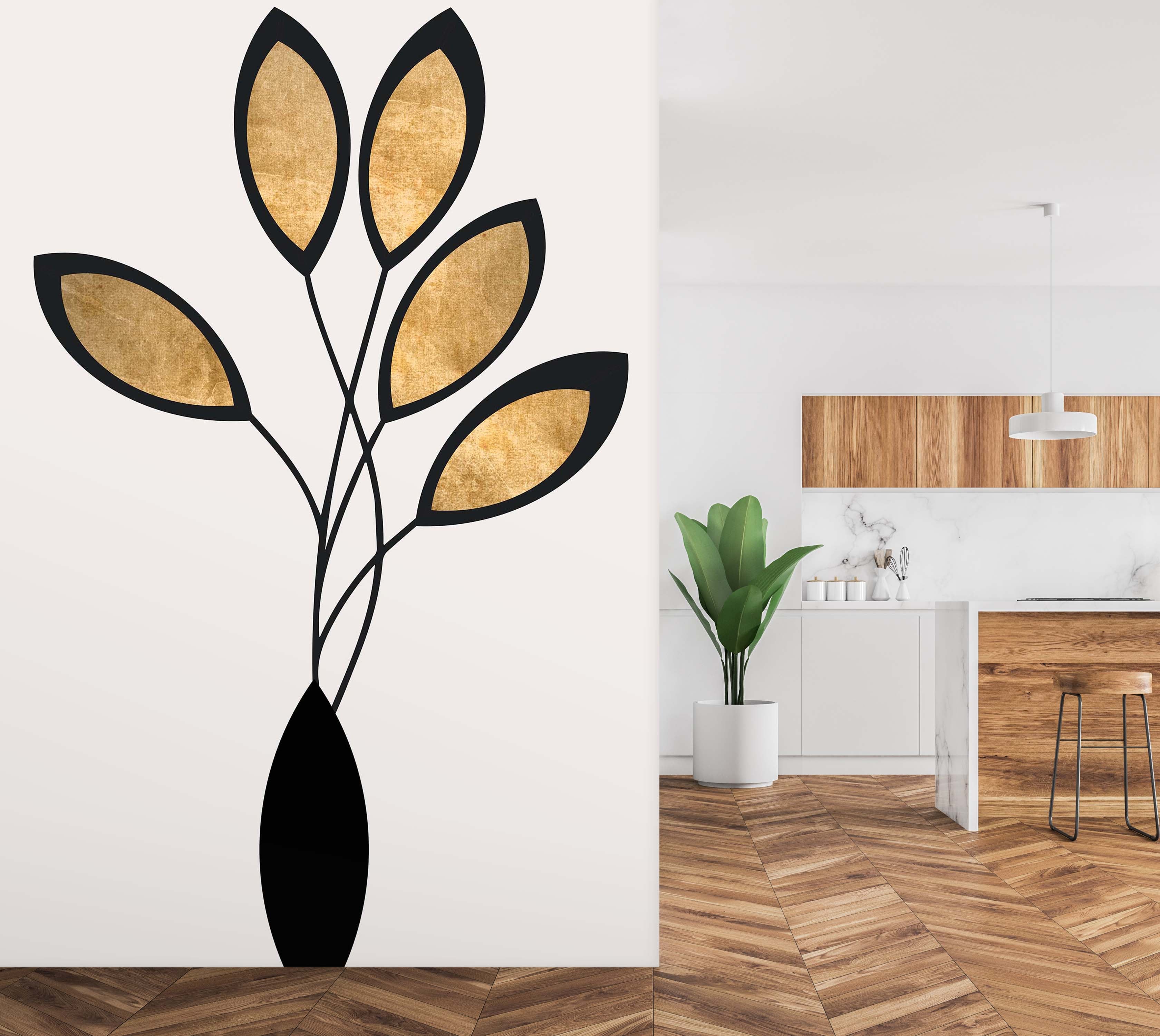 3D Yellow Leaves 1424 Boris Draschoff Wall Mural Wall Murals