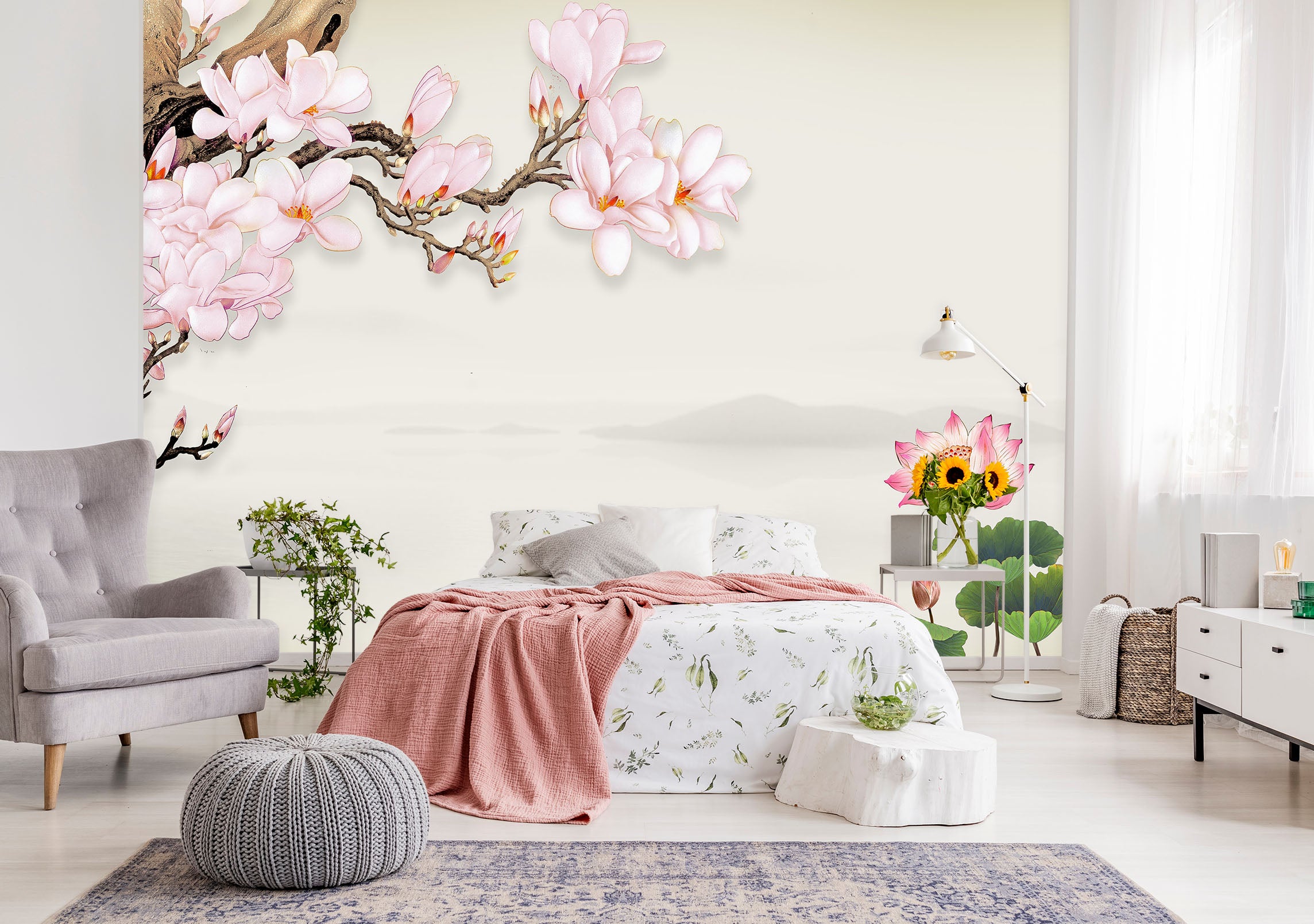 3D Branch Flower 1484 Wall Murals