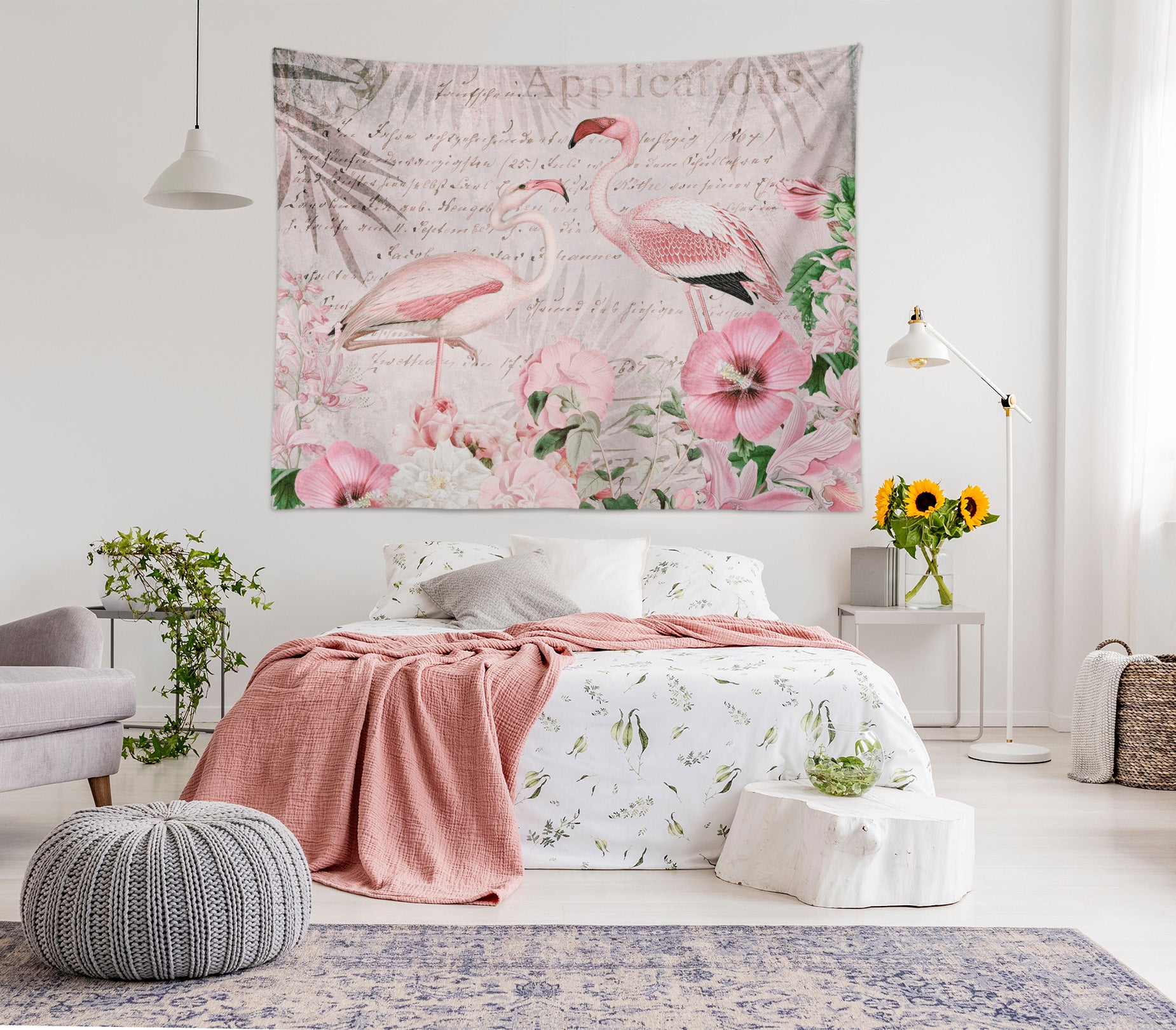 3D Flamingo Flowers 11842  Andrea haase Tapestry Hanging Cloth Hang