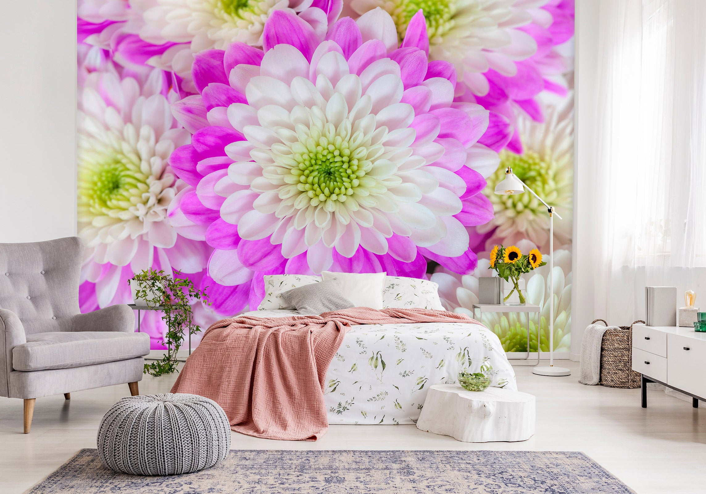 3D White Chrysanthemum 1422 Assaf Frank Wall Mural Wall Murals