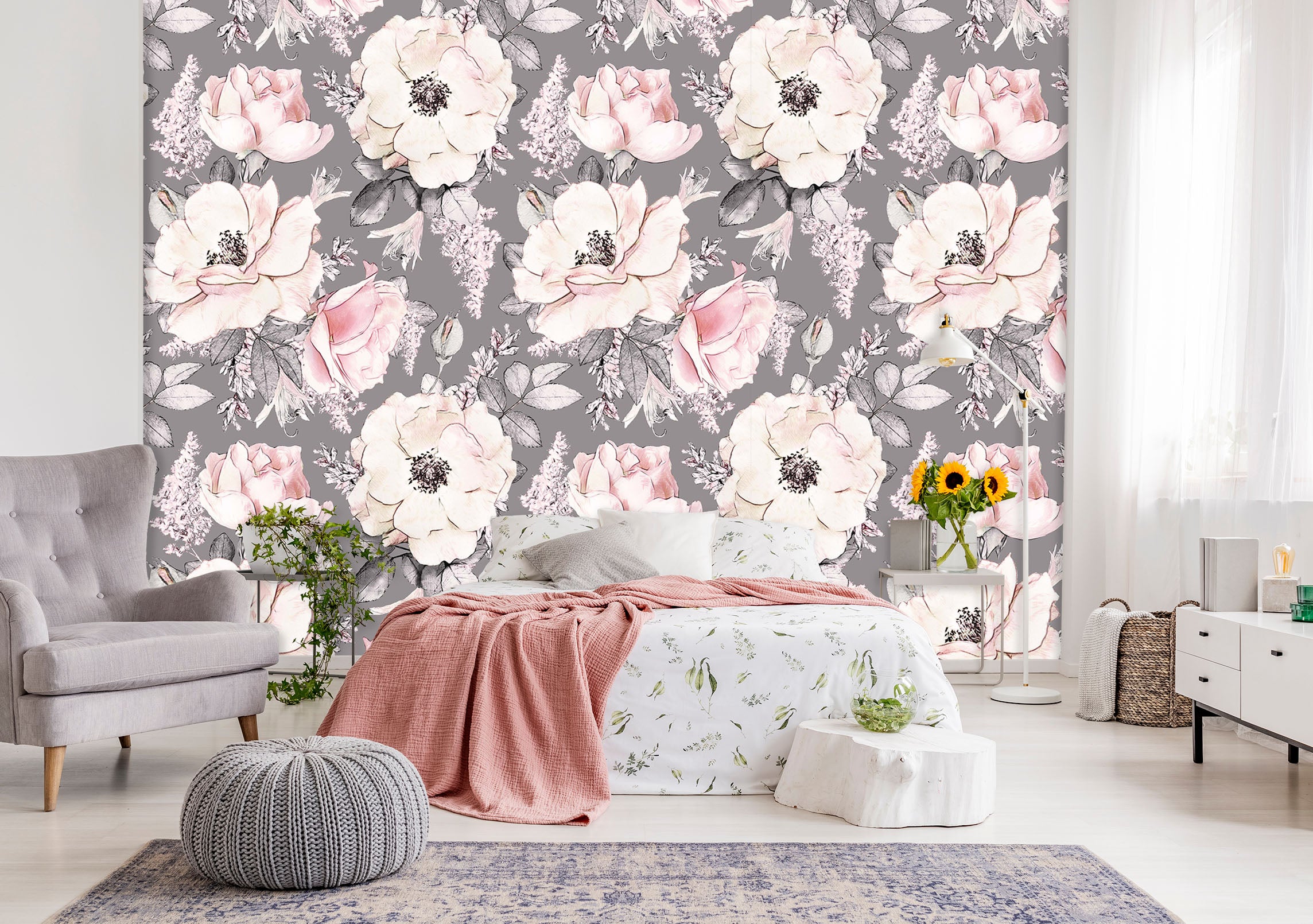 3D Hand Painted Flower 043 Wall Murals