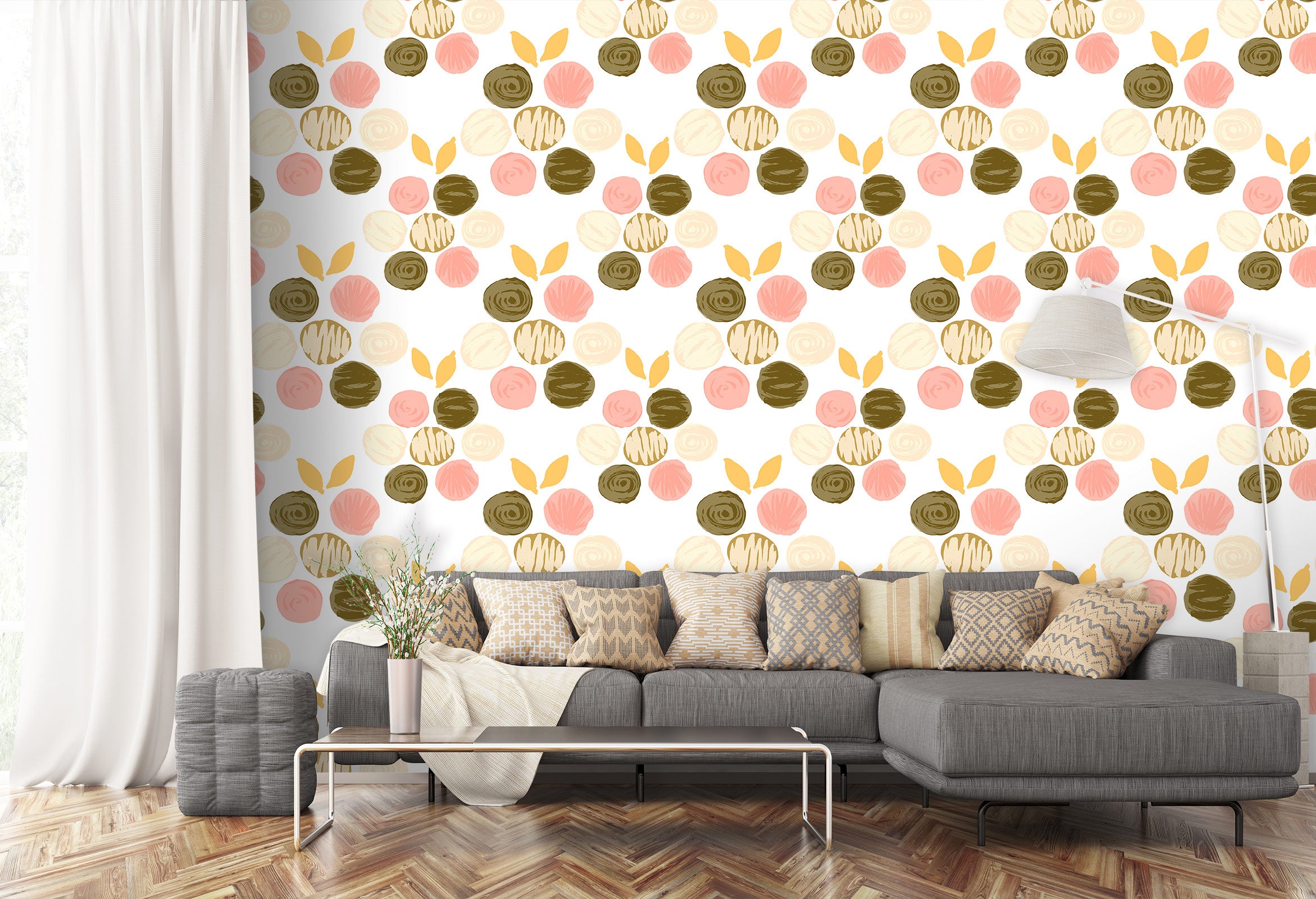 3D Brown Pink Polka Dots 12091 Kashmira Jayaprakash Wall Mural Wall Murals