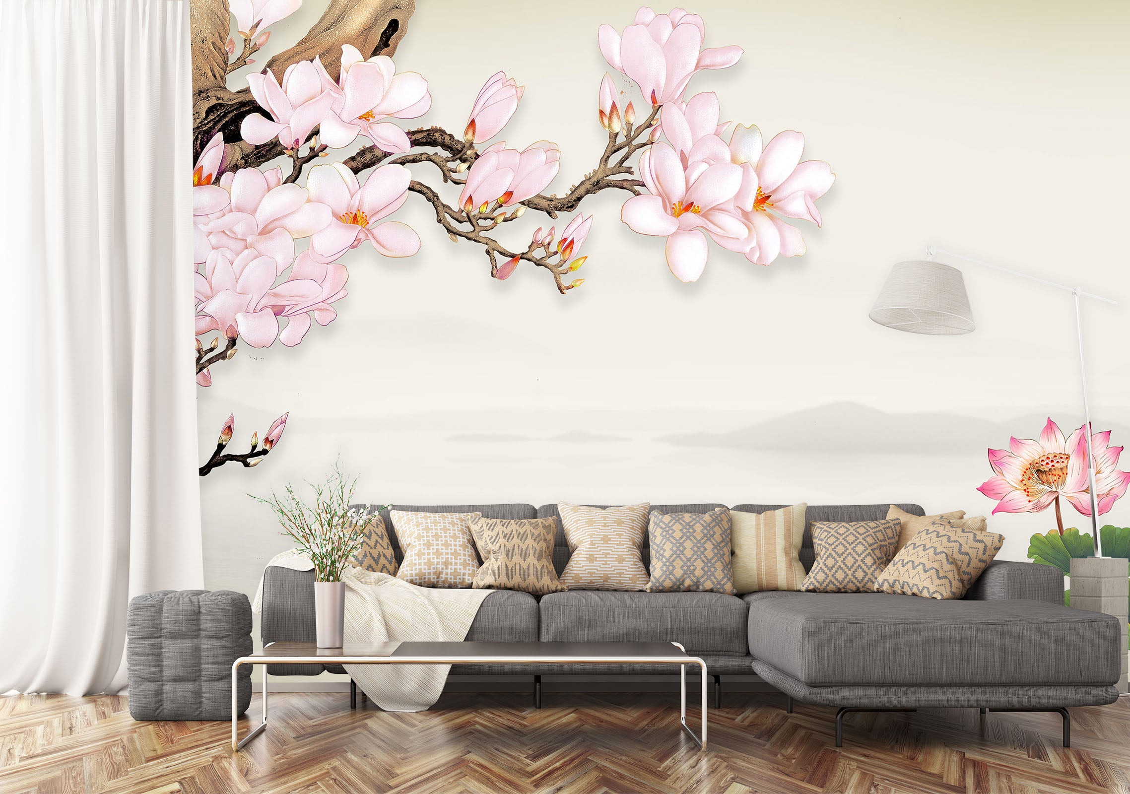 3D Branch Flower 1484 Wall Murals