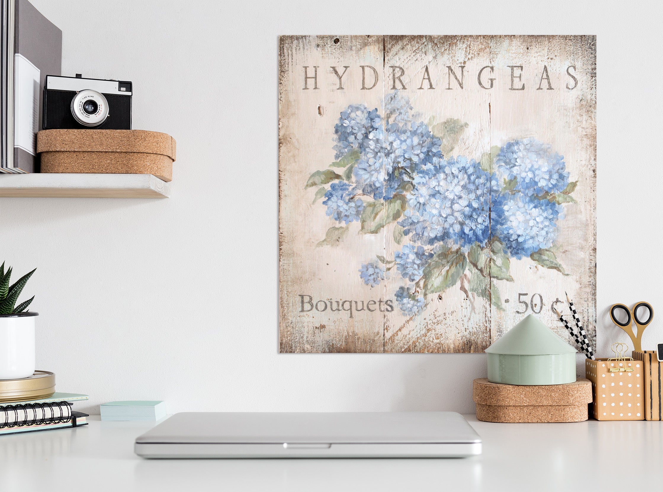 3D Blue Hydrangea 006 Debi Coules Wall Sticker