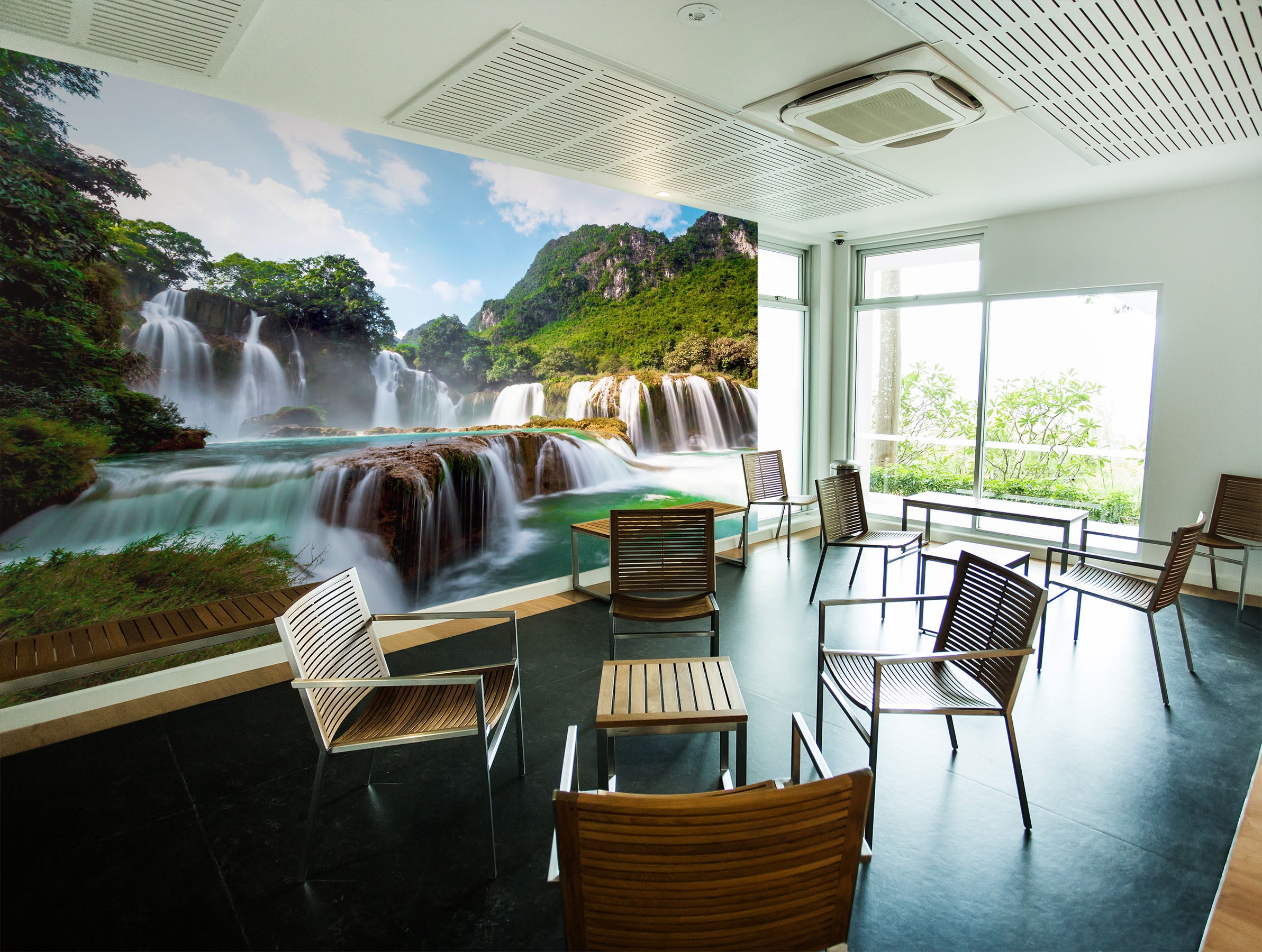 3D Mountain Waterfall 226 Wall Murals