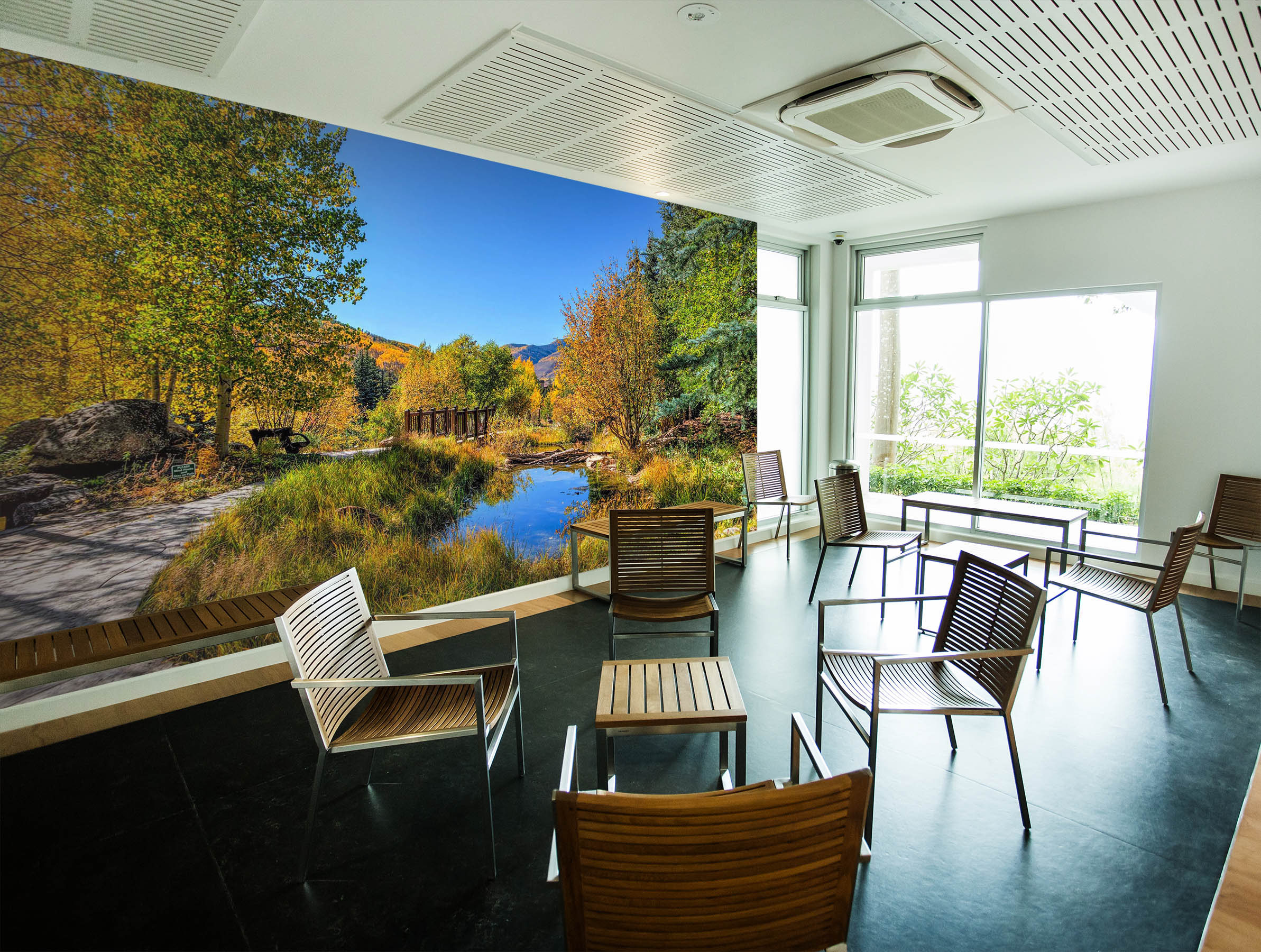 3D Bridge Lake Nature 240 Wall Murals