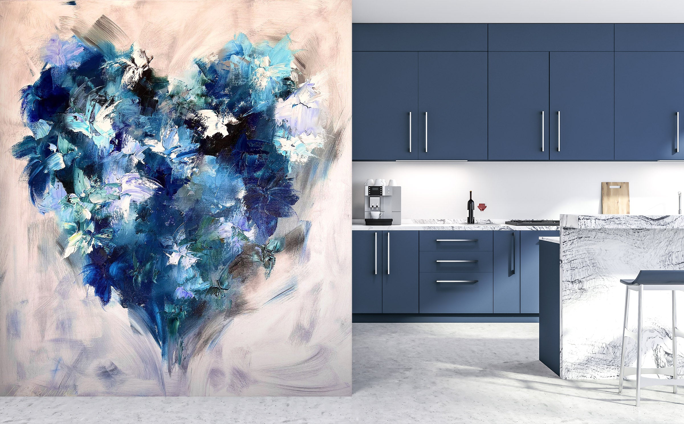 3D Blue Love Flower 2616 Skromova Marina Wall Mural Wall Murals