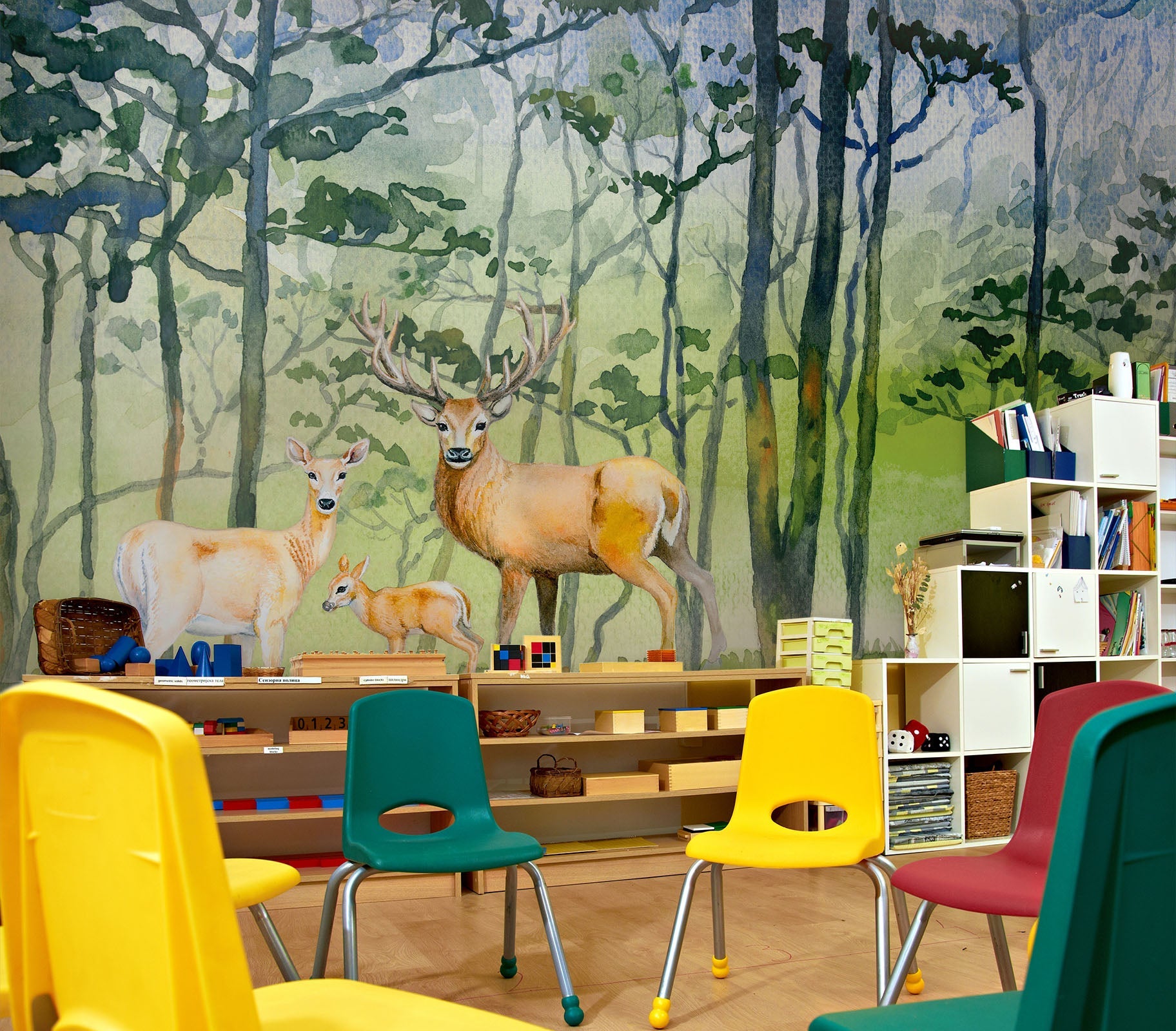 3D Forest Deer 202 Wall Murals Wallpaper AJ Wallpaper 2 