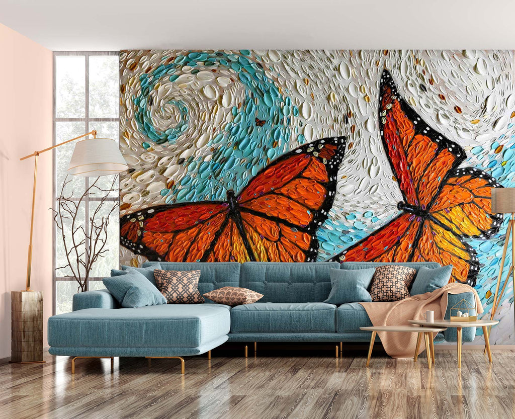 3D Butterfly Shell 1421 Wall Tollefson Wallpaper Wall Dena Murals AJ Mural 