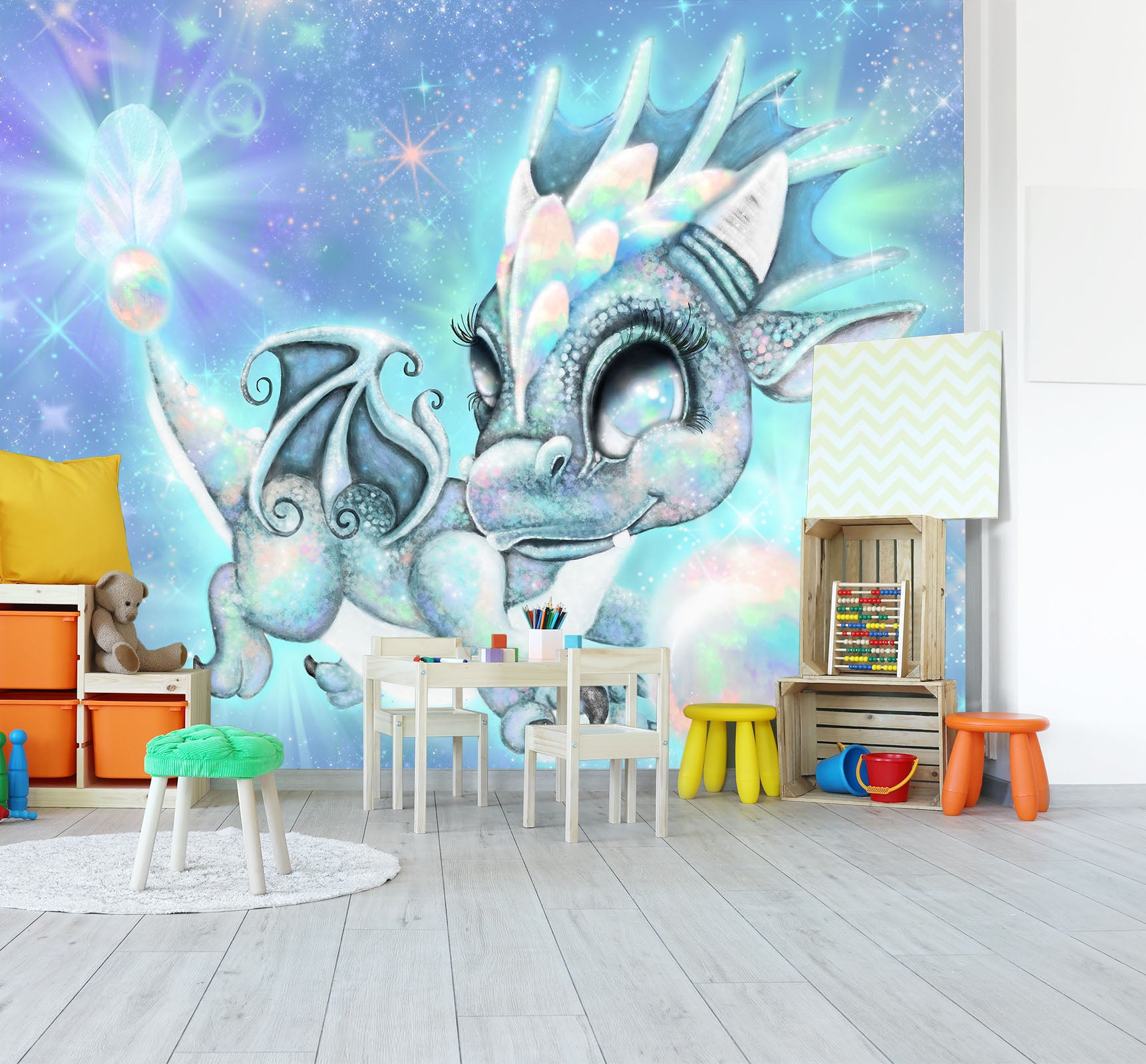 3D Color Star Dragon 8413 Sheena Pike Wall Mural Wall Murals