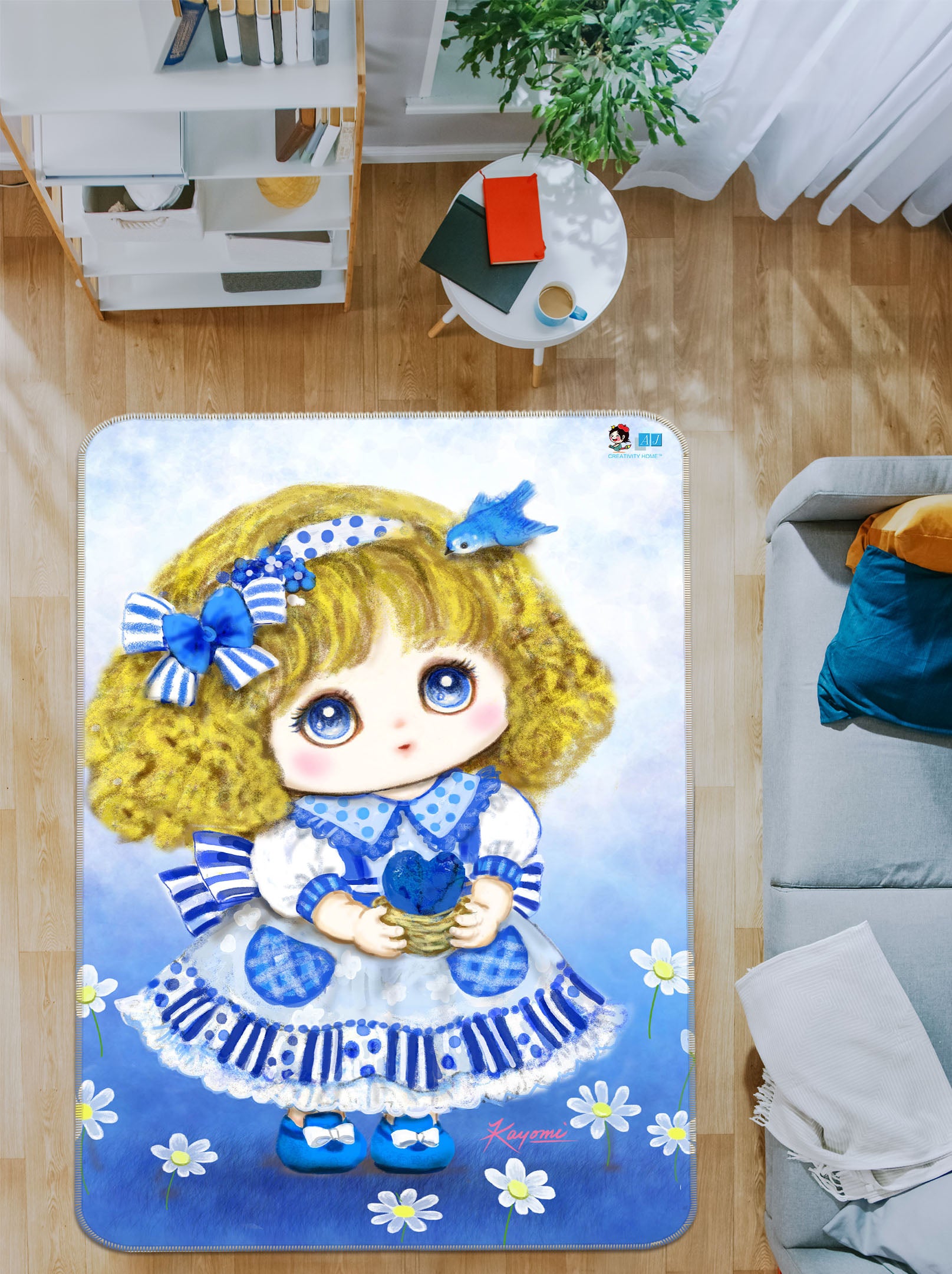 3D Cute Little Girl 5677 Kayomi Harai Rug Non Slip Rug Mat