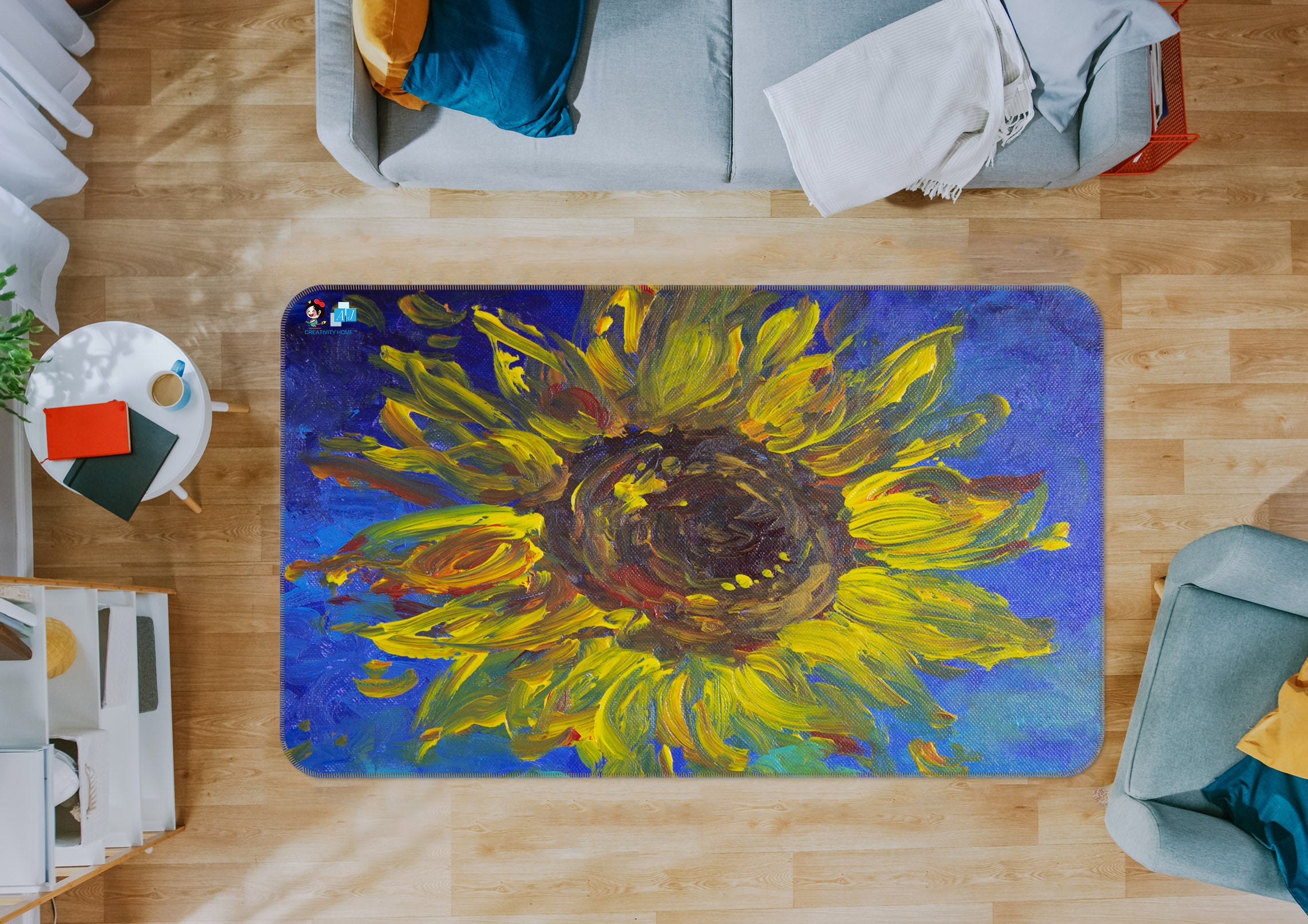 3D Sunflower 0161 Debi Coules Rug Non Slip Rug Mat