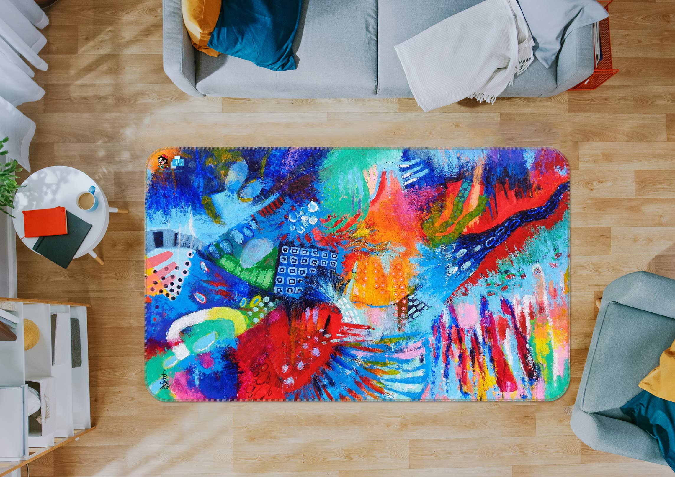 3D Colorful Abstract Painting 12397 Misako Chida Rug Non Slip Rug Mat