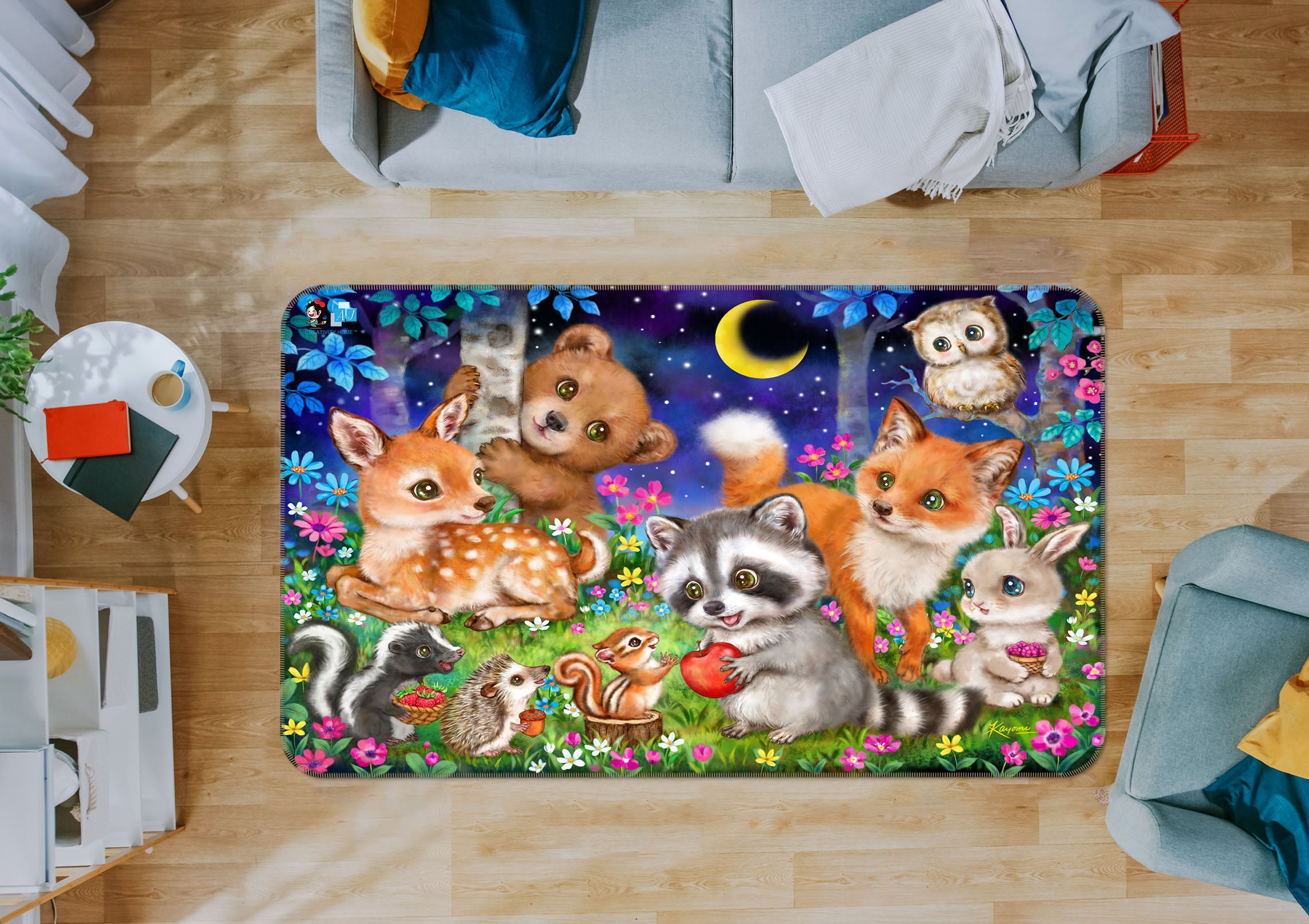 3D Cartoon Animals 5659 Kayomi Harai Rug Non Slip Rug Mat