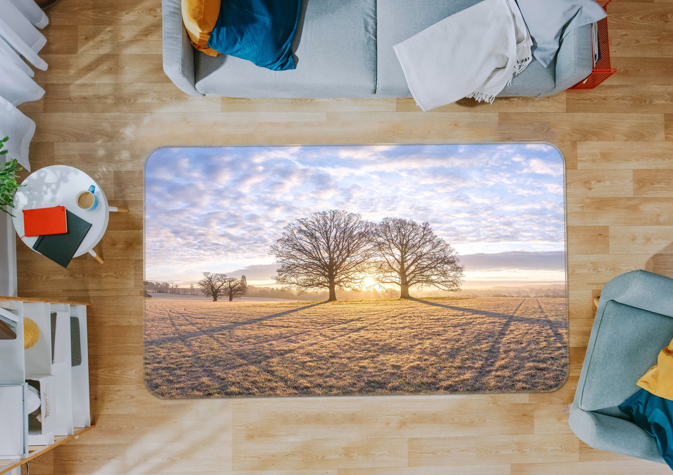 3D Sunset Tree 165 Assaf Frank Rug Non Slip Rug Mat