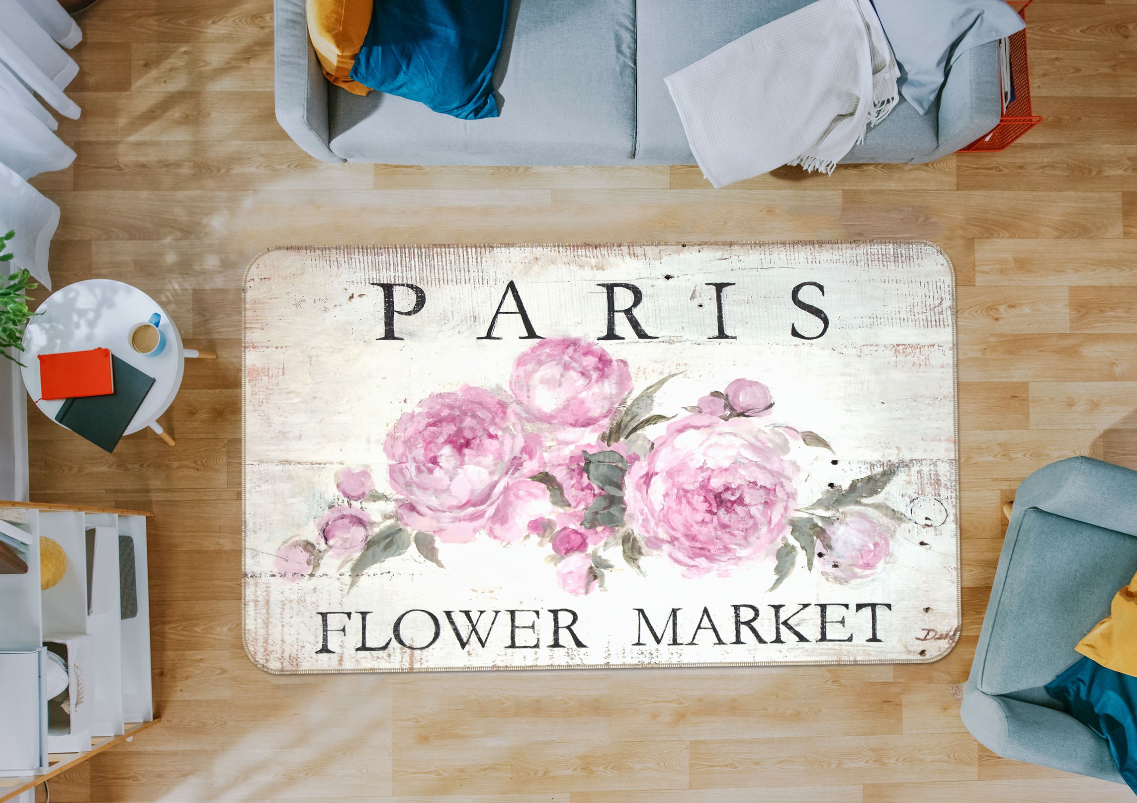 3D Paris Flower Market 1154 Debi Coules Rug Non Slip Rug Mat