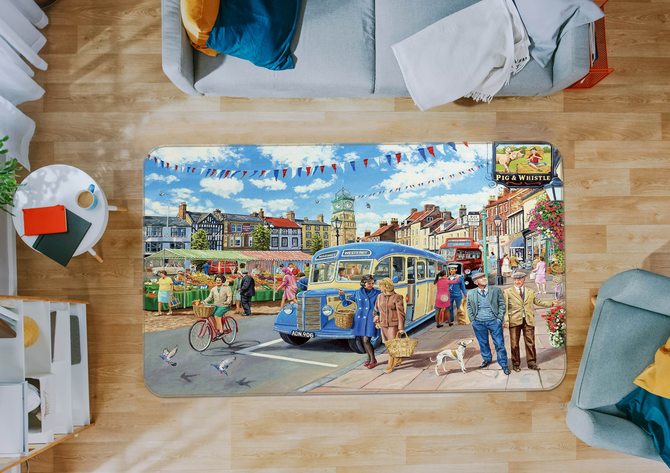 3D Country Bus Terminus 1066 Trevor Mitchell Rug Non Slip Rug Mat