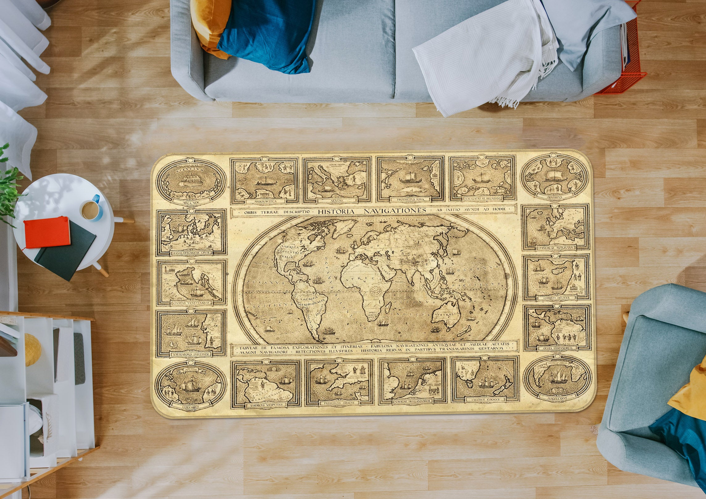 3D Precision Painting 216 World Map Non Slip Rug Mat