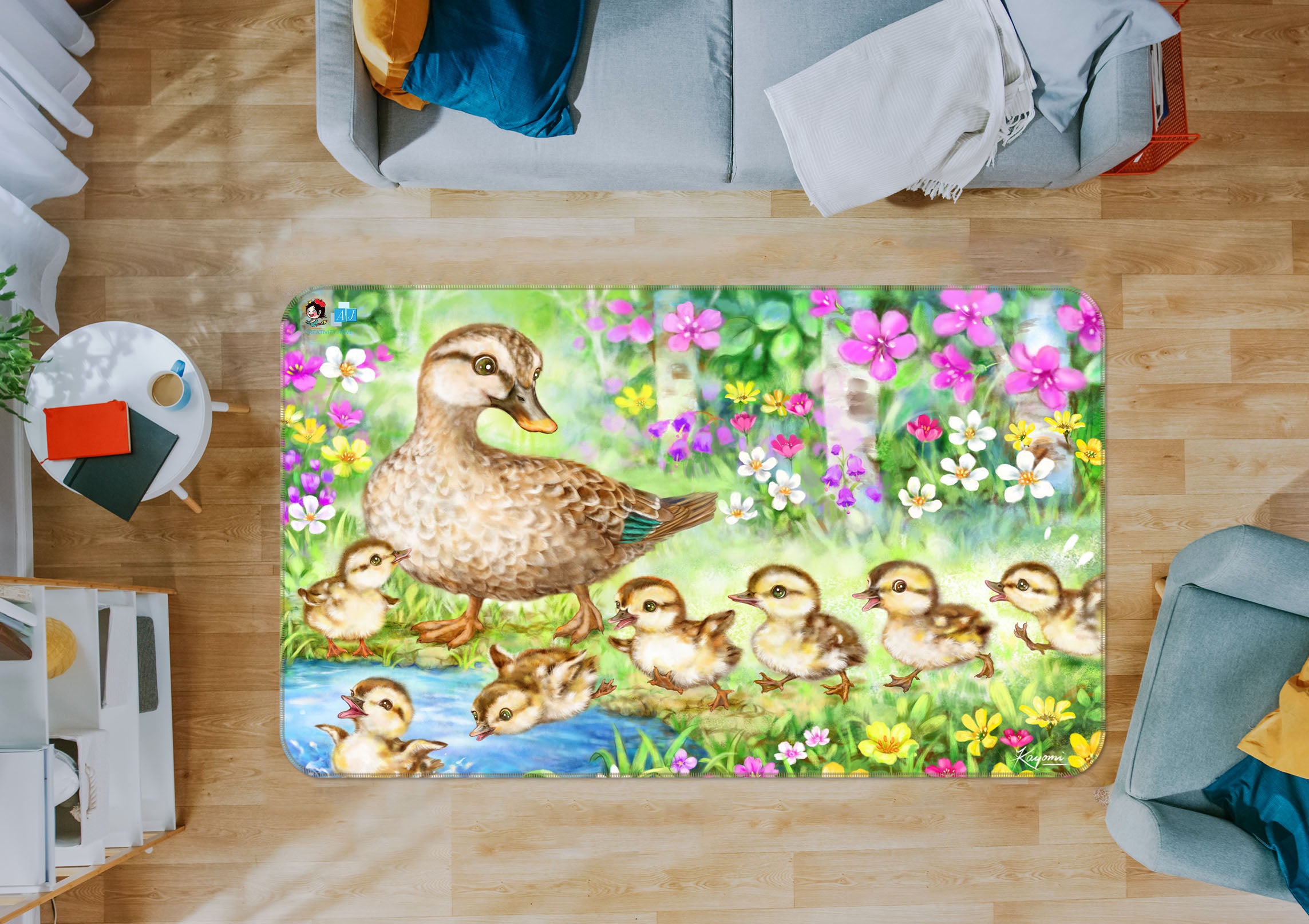 3D Baby Duck 5722 Kayomi Harai Rug Non Slip Rug Mat