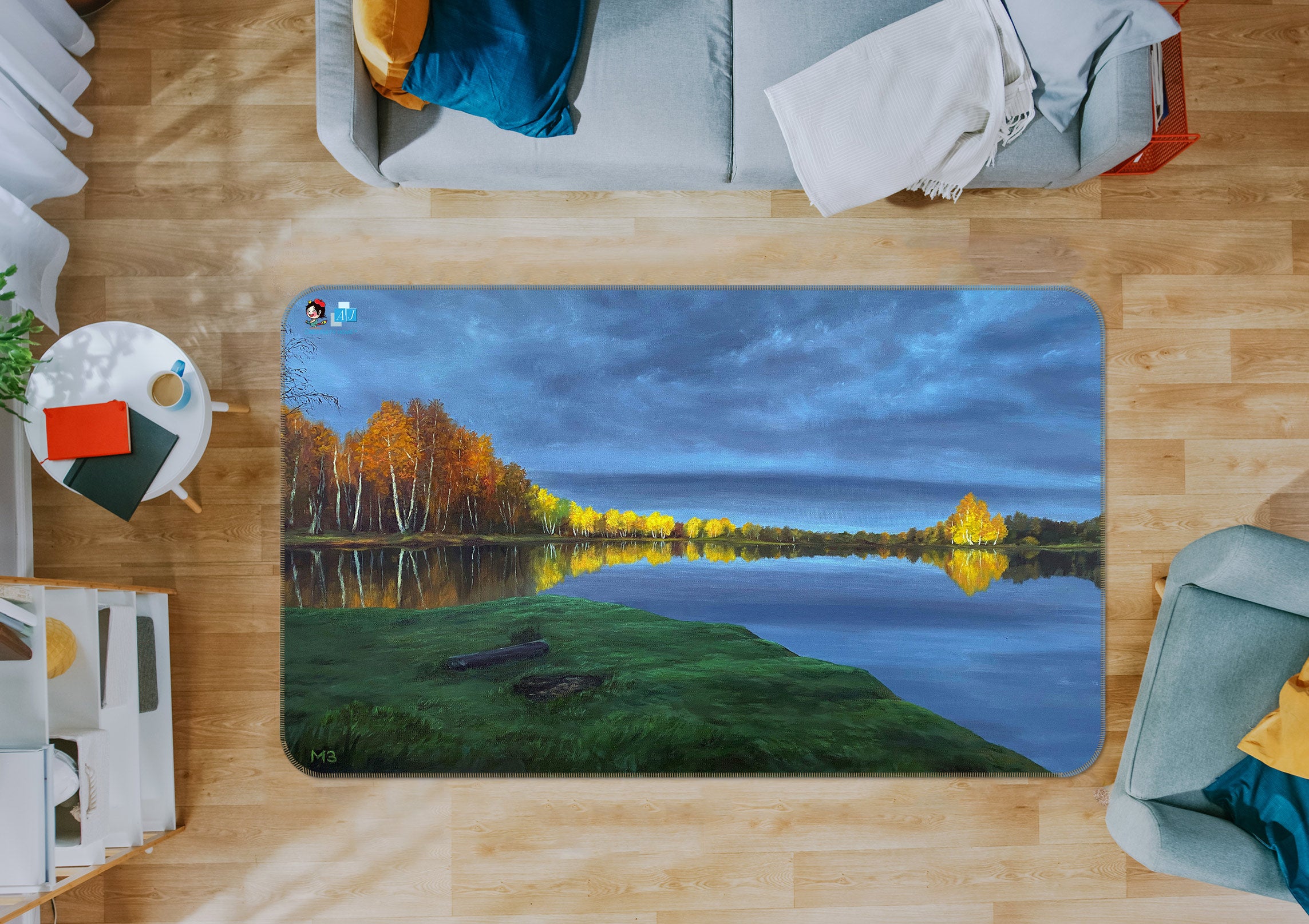 3D Meadow Woods Lake 96226 Marina Zotova Rug Non Slip Rug Mat